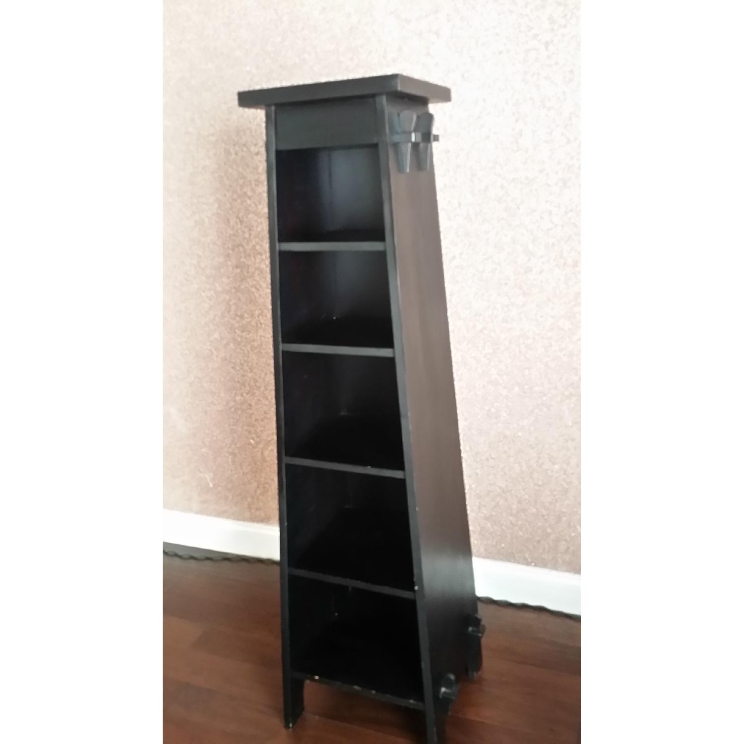 Pottery Barn Tall Asian Pyramid Style Black Wood Bookcase - image-2