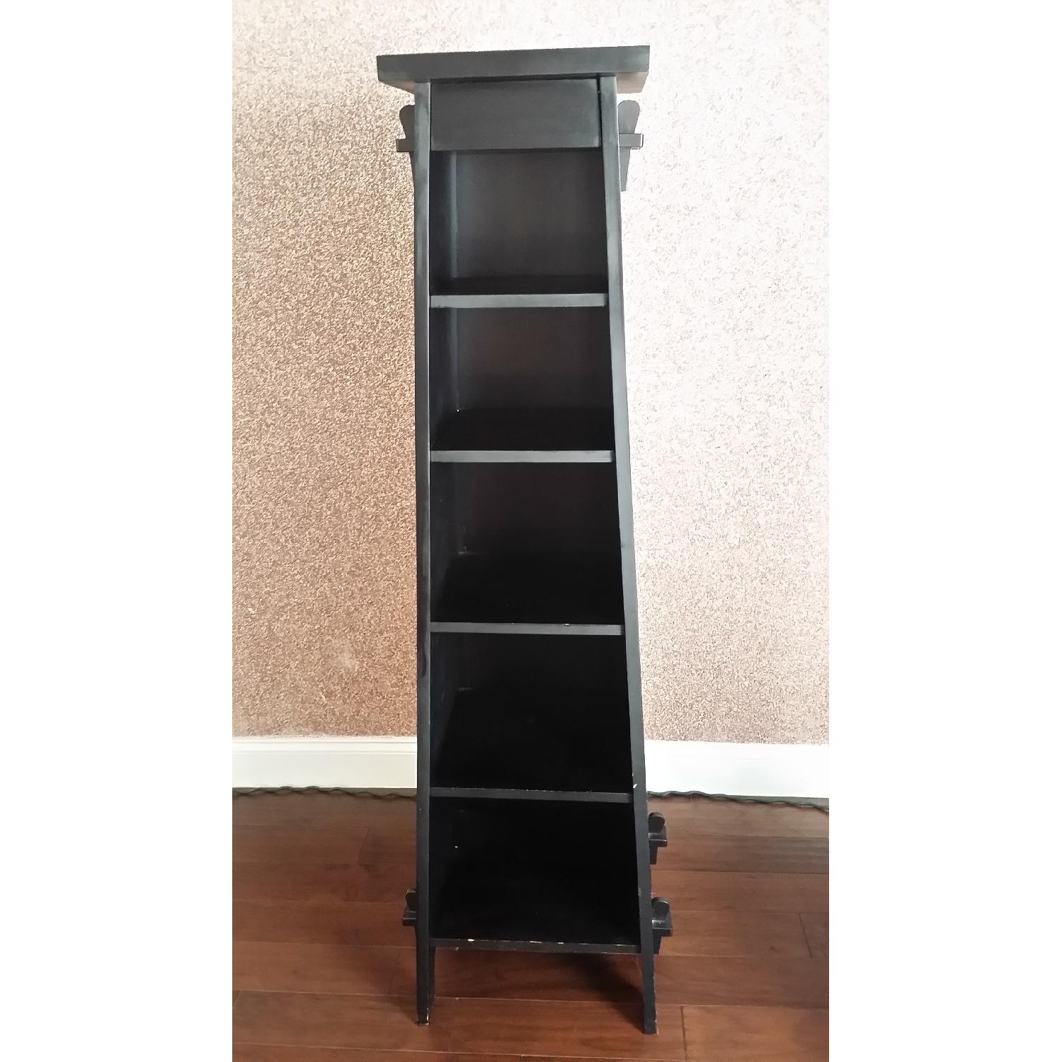 Pottery Barn Tall Asian Pyramid Style Black Wood Bookcase - image-3
