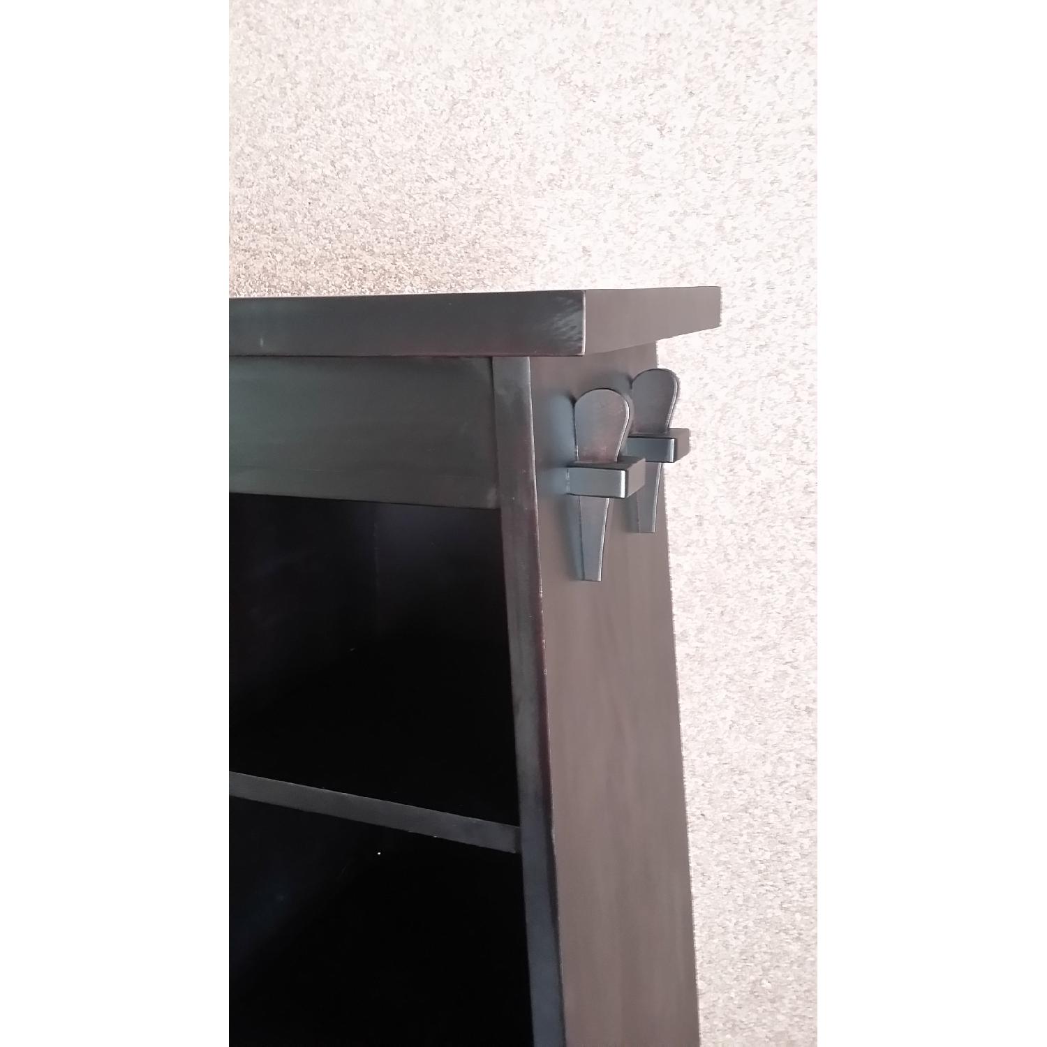 Pottery Barn Tall Asian Pyramid Style Black Wood Bookcase - image-4