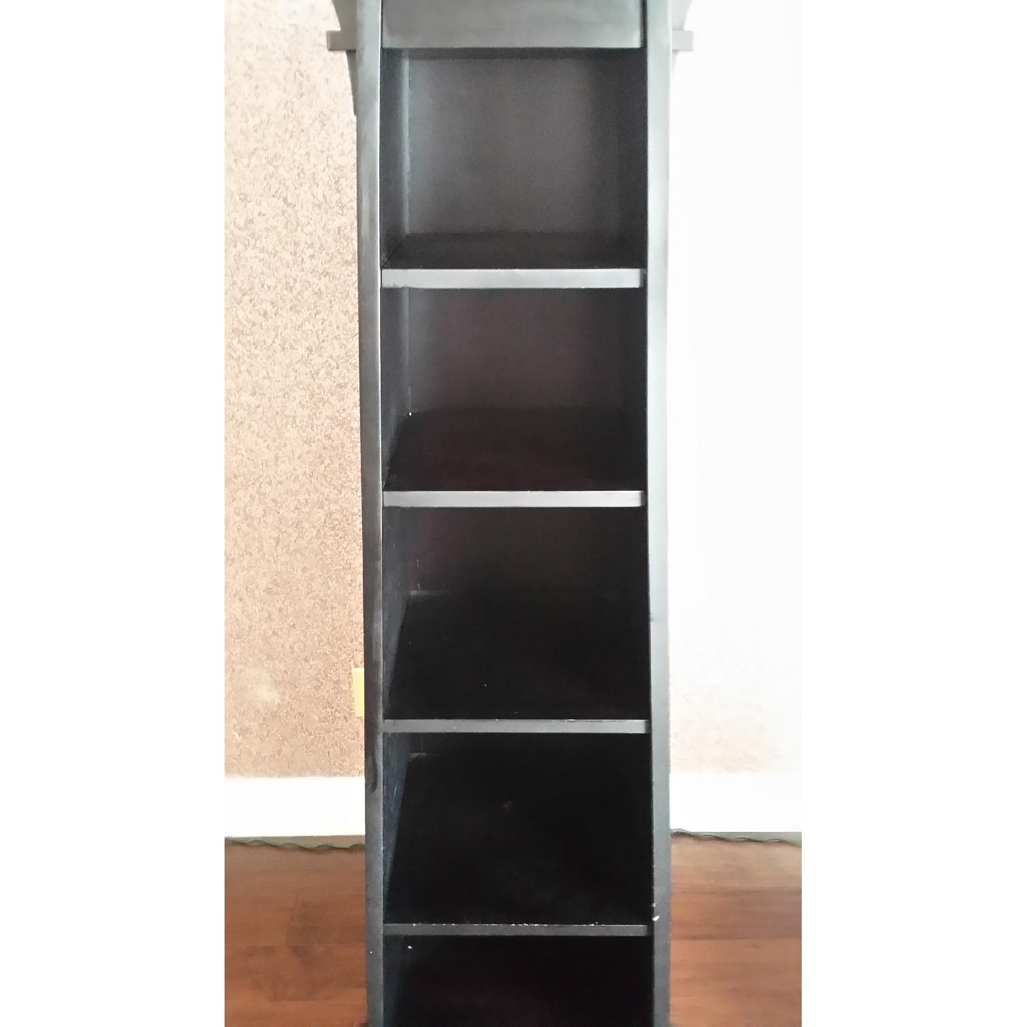 Pottery Barn Tall Asian Pyramid Style Black Wood Bookcase - image-6