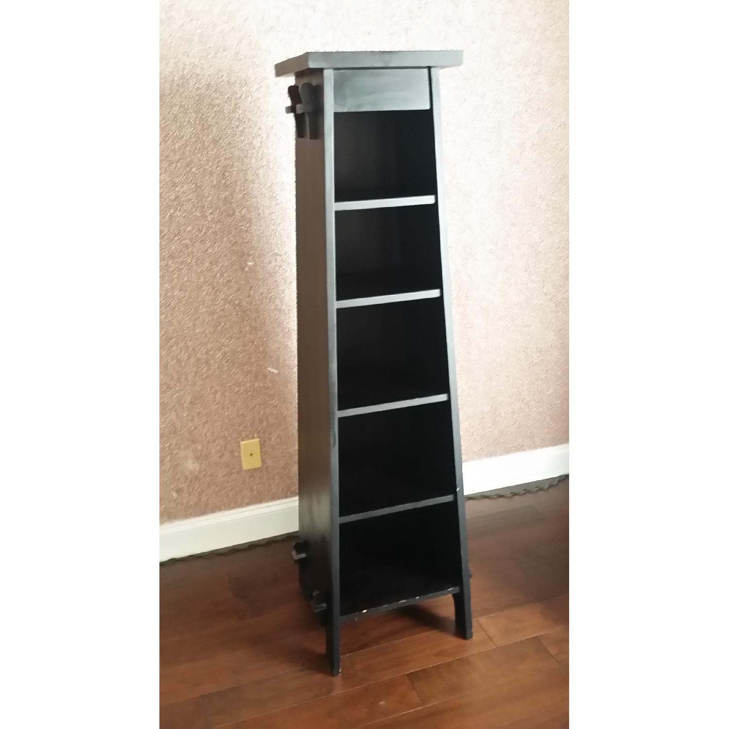 Pottery Barn Tall Asian Pyramid Style Black Wood Bookcase - image-8