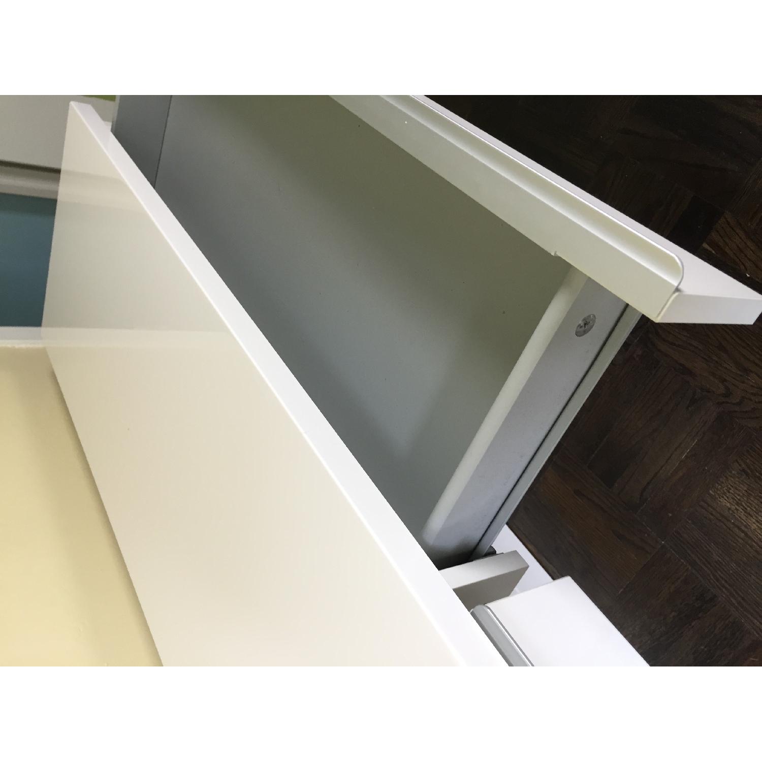 Ikea Long White Glossy Desk/Console Table w/ 2 Drawers - image-5