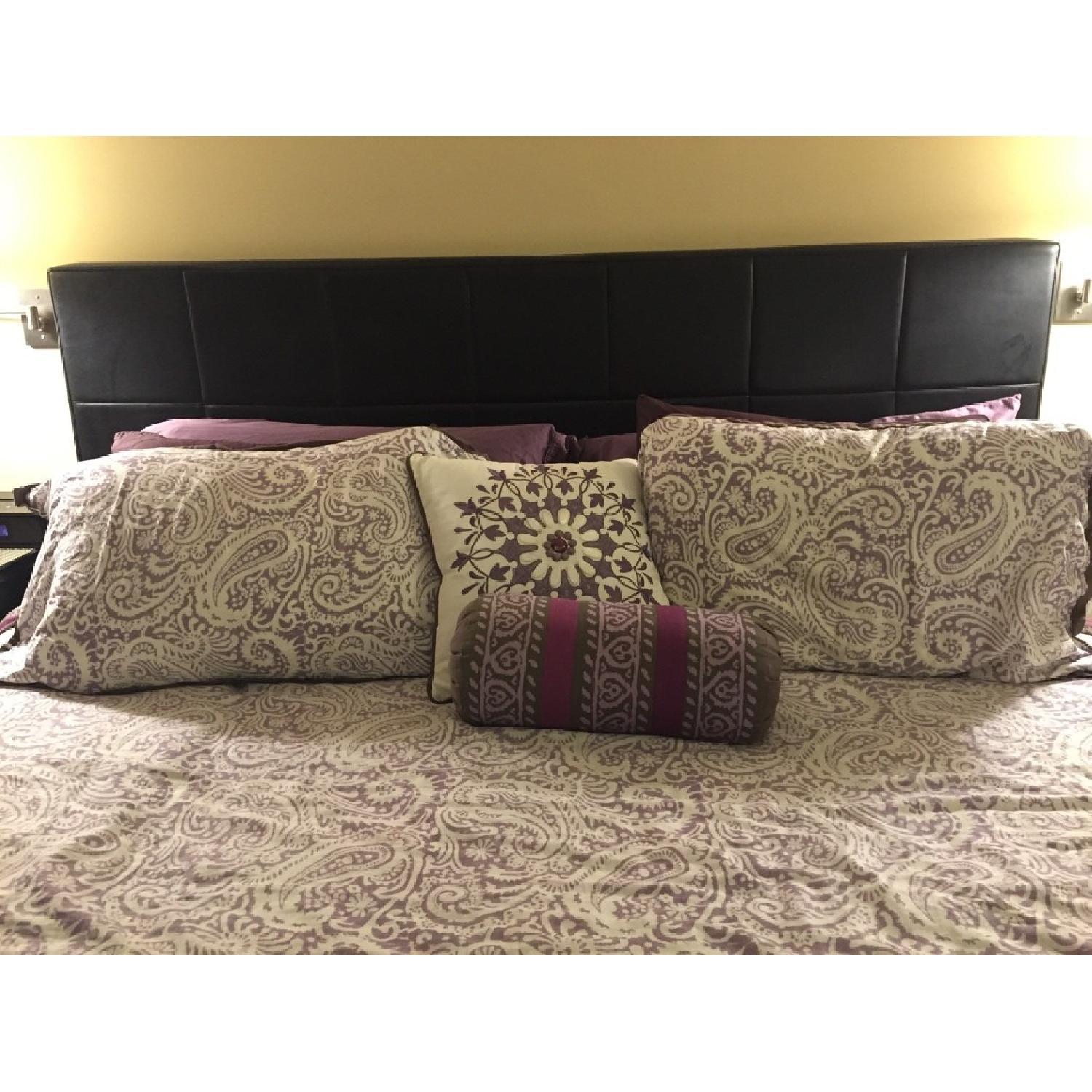 King Size Black Leather Bed with Tufted Headboard & Footboard - image-2