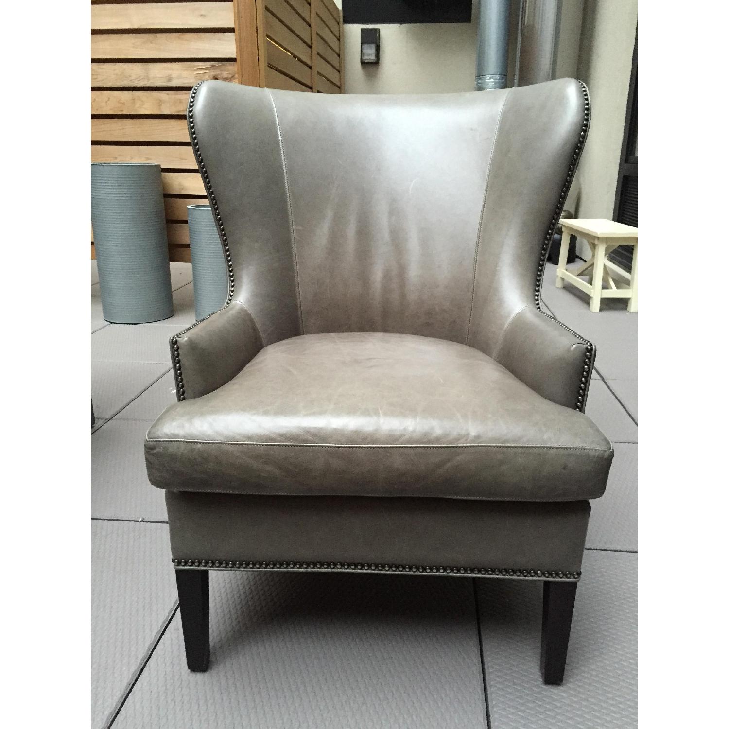 Crate & Barrel Wingback Leather Chair - image-1