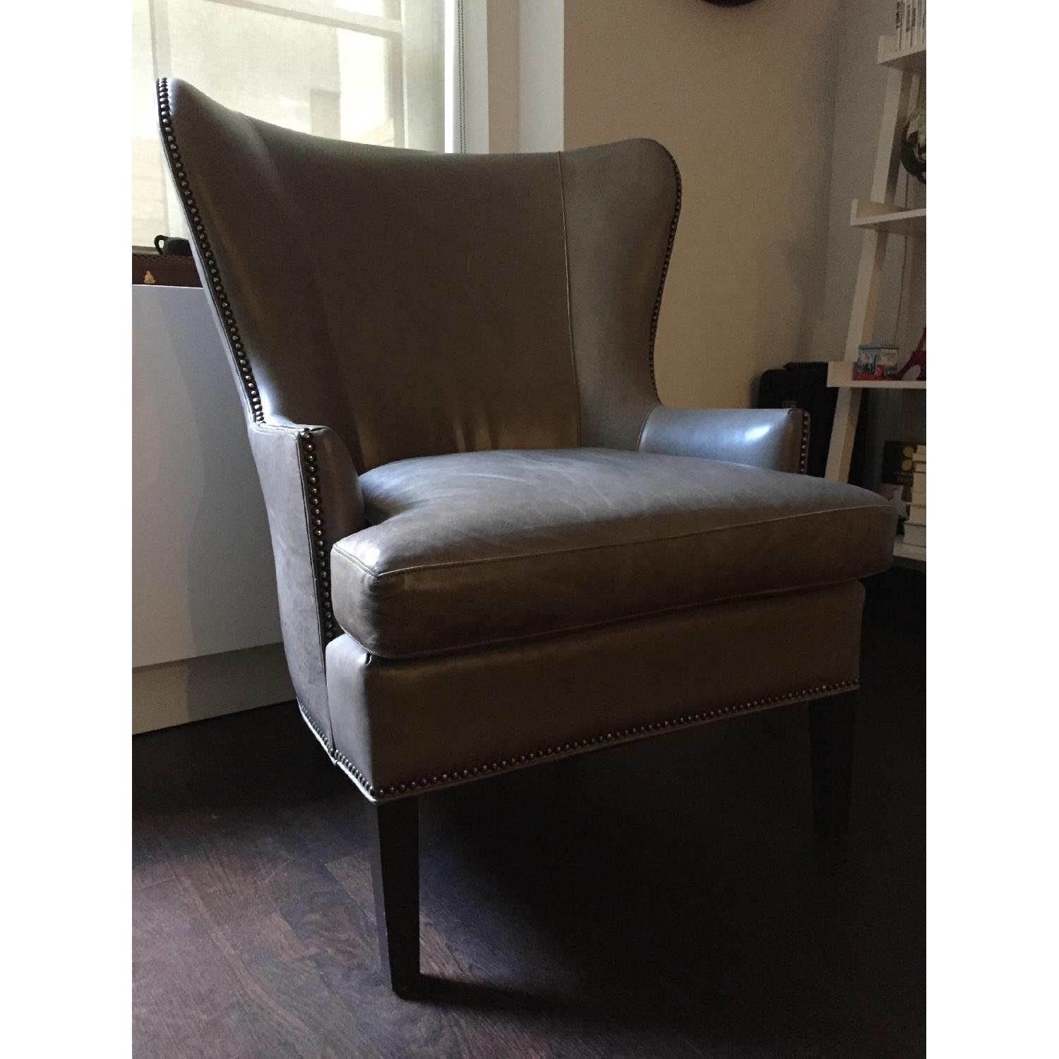 Crate & Barrel Wingback Leather Chair - image-5