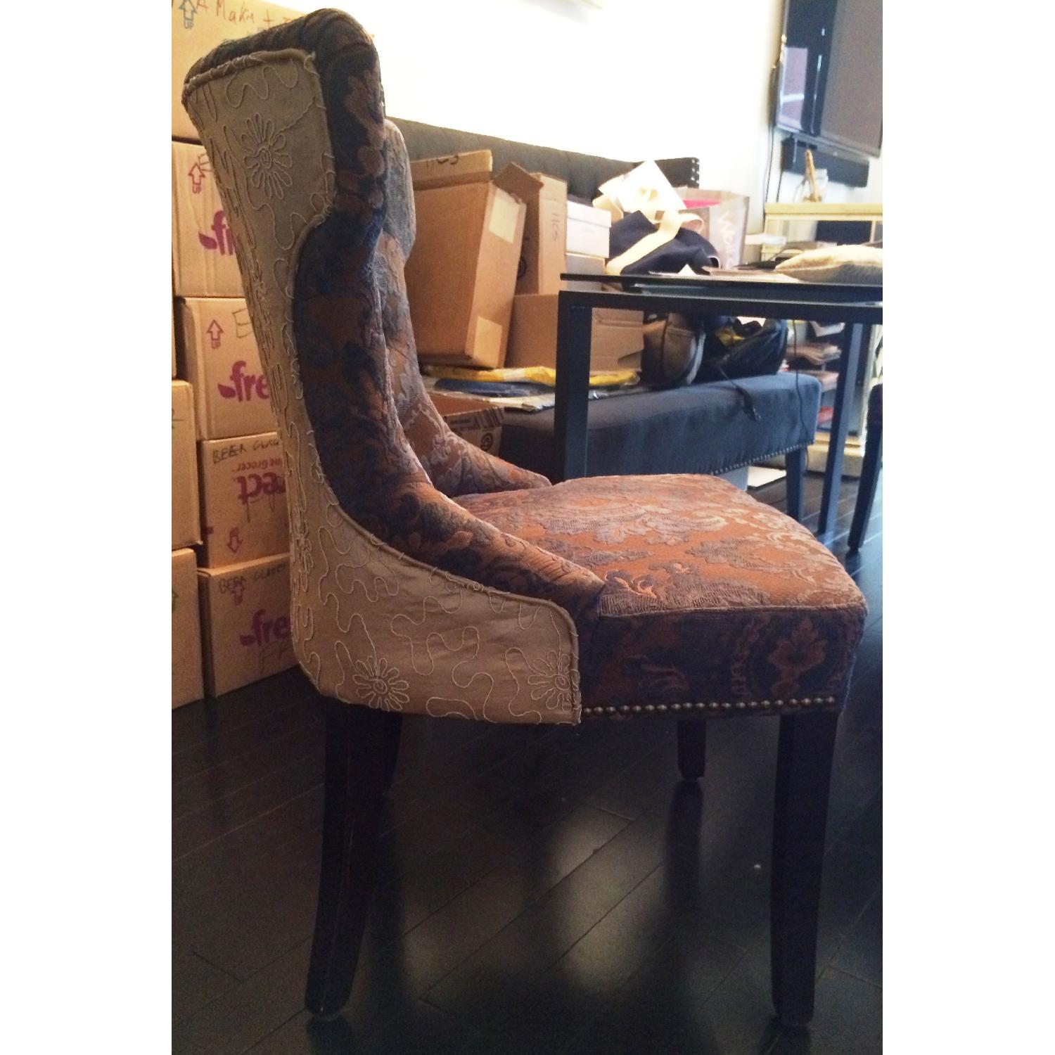 Pier 1 Hourglass Dining Blue Damask Chairs - Set Of 4 - image-5