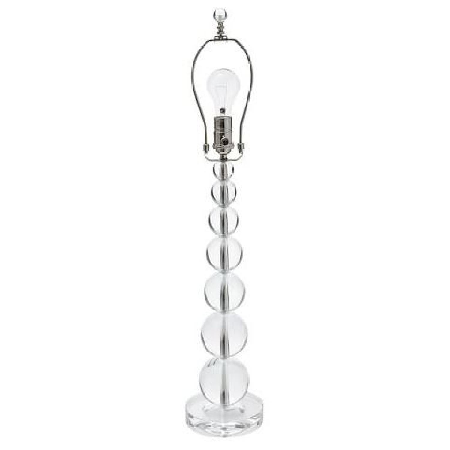 Pottery Barn Crystal Globe Table Lamp w/ Lamps Plus Silver Fiber Shade - image-3