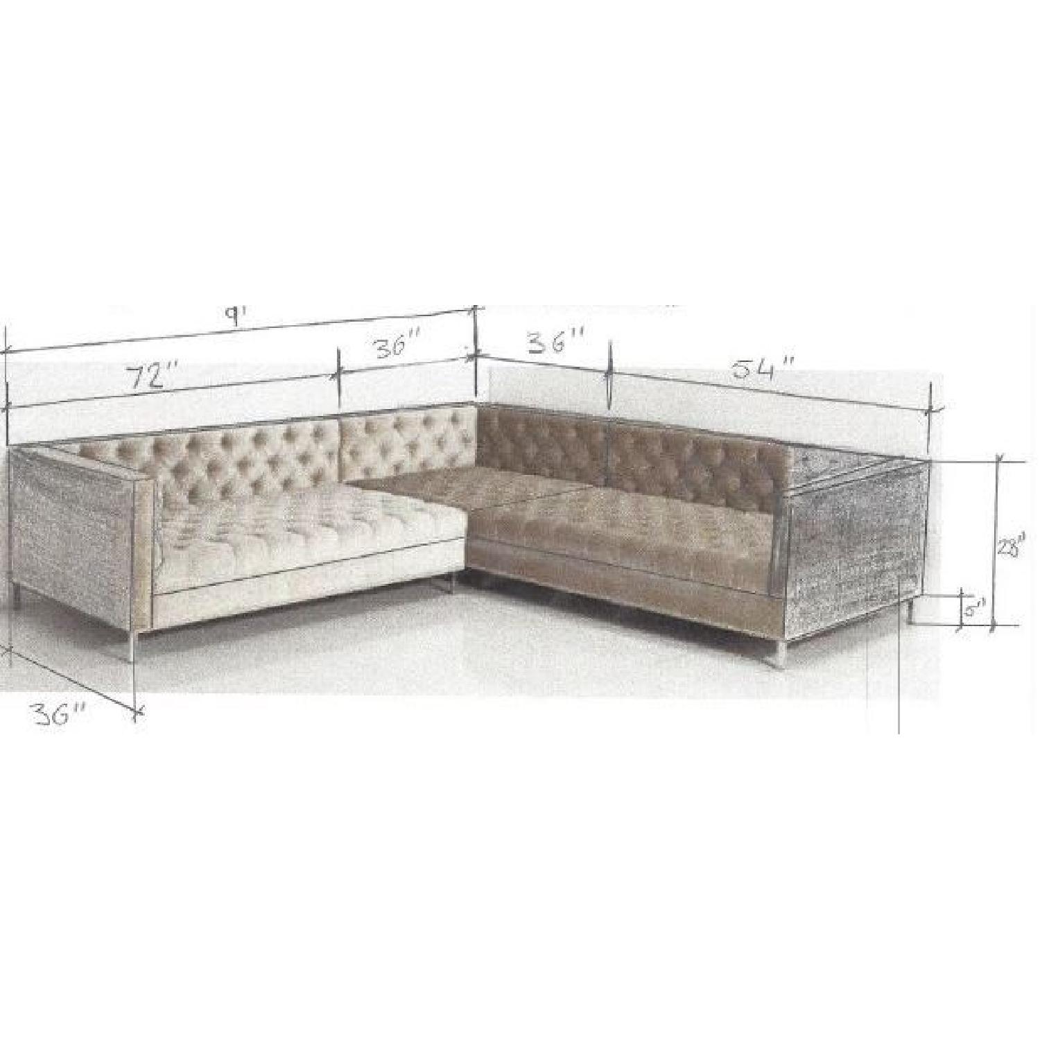 Modshop Tufted Dark Grey Velvet Sectional Sofa w/ Lucite Legs - image-5