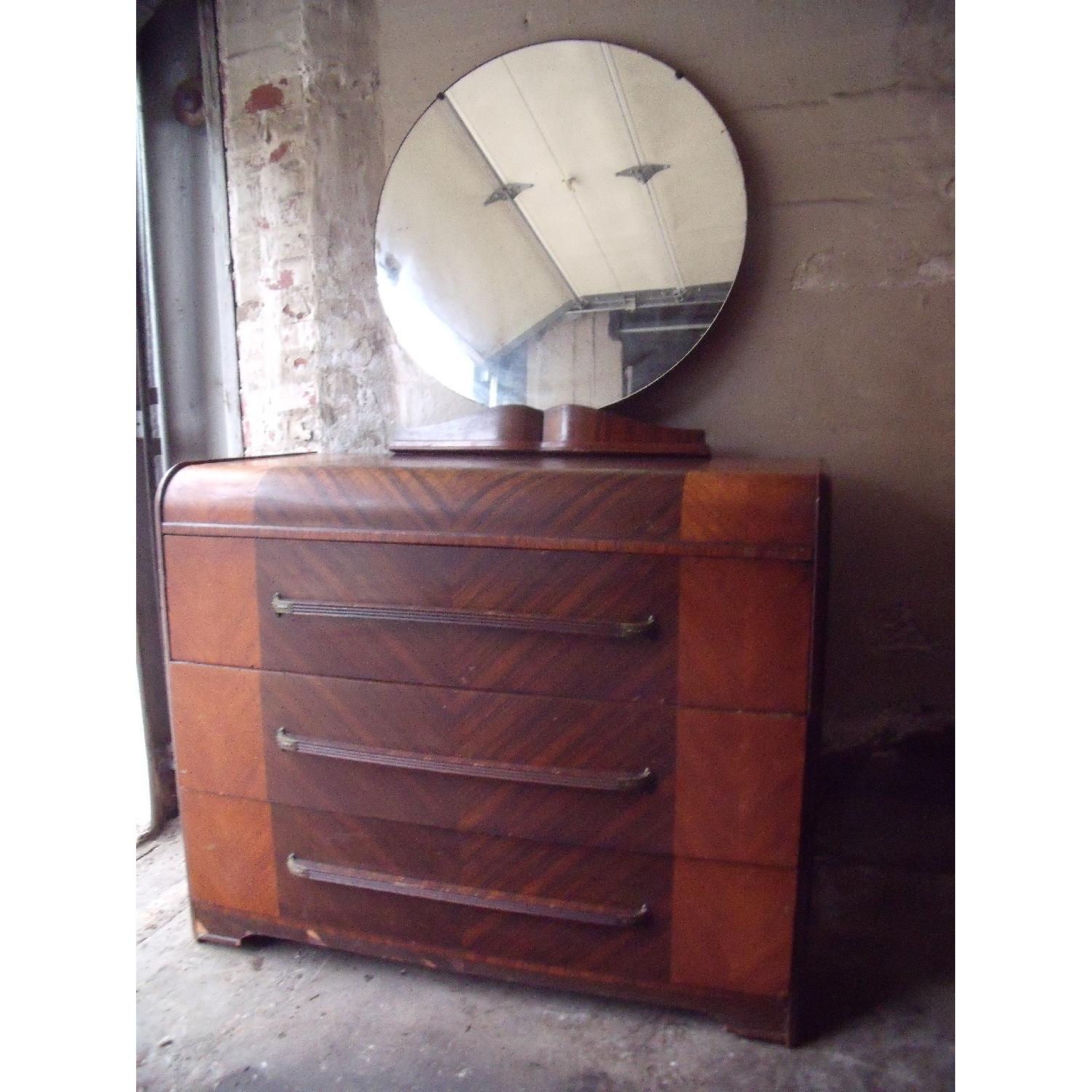 1940's Art Deco Dresser w/ Matching Mirror - image-1