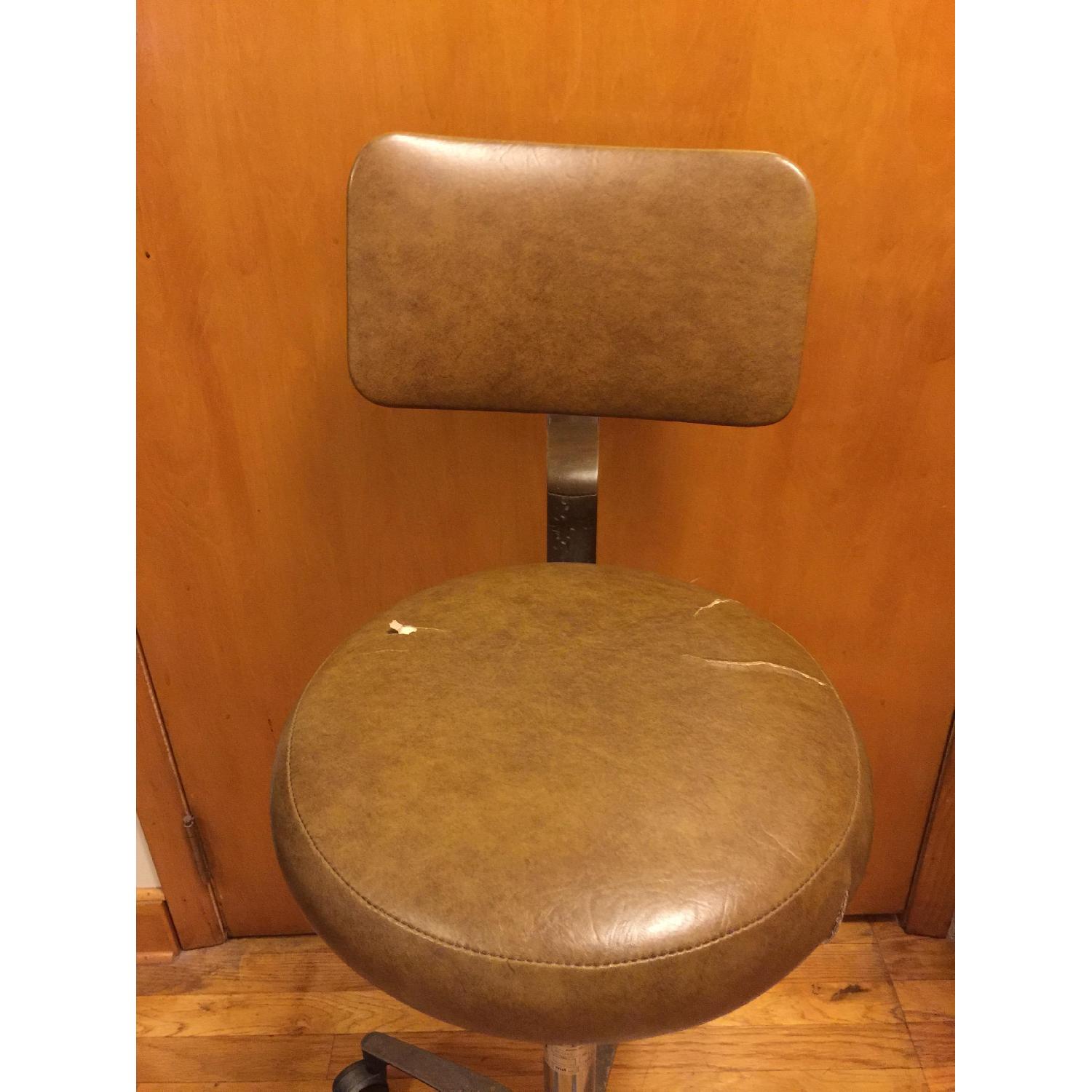 PDM Brown Leather Stool Chair - image-3