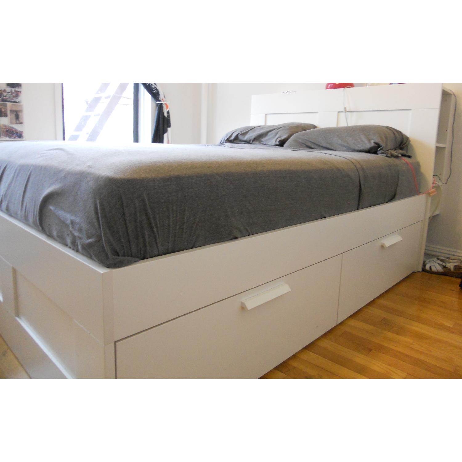 Ikea Brimnes Full Size Bed Frame w/ Storage Headboard - image-1