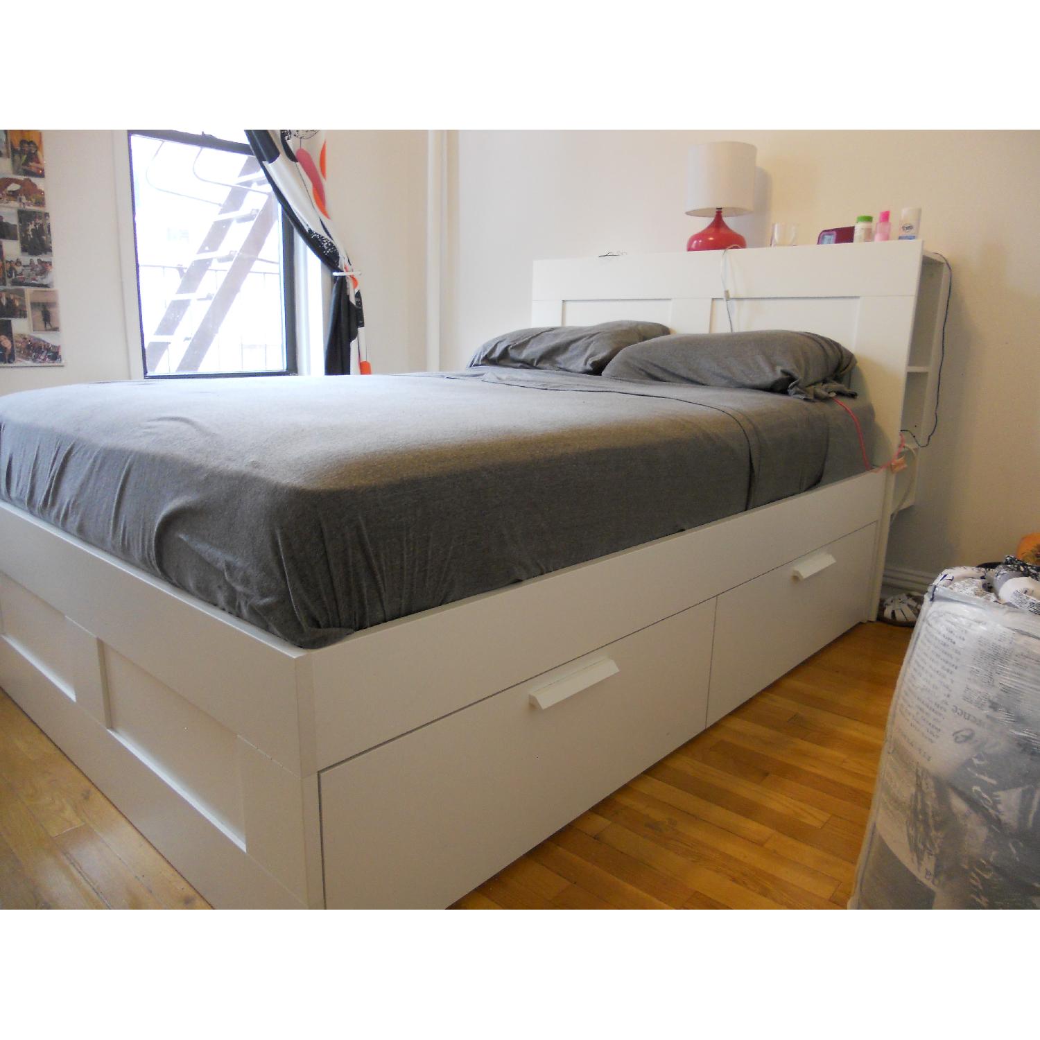 Ikea Brimnes Full Size Bed Frame w/ Storage Headboard - image-3