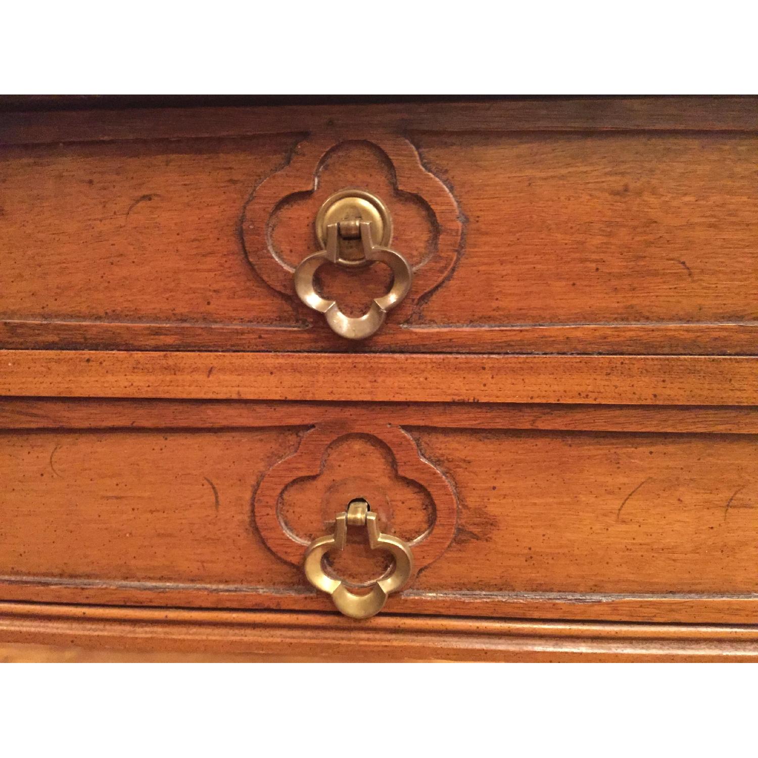 Antique Walnut Granite Top Side Table w/ Drawer - image-5