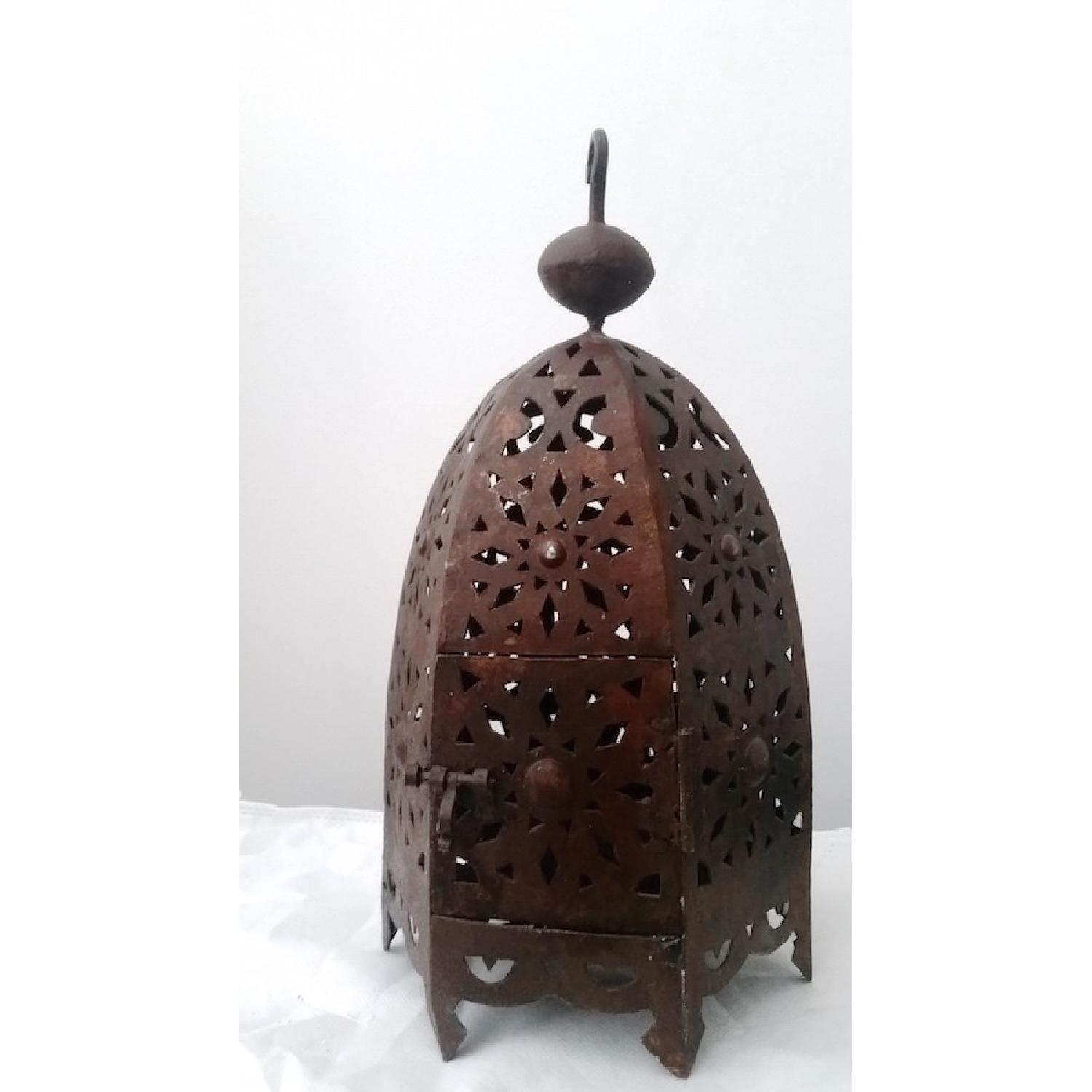 Vintage Rustic Cone-Shaped Moroccan Lantern - image-1