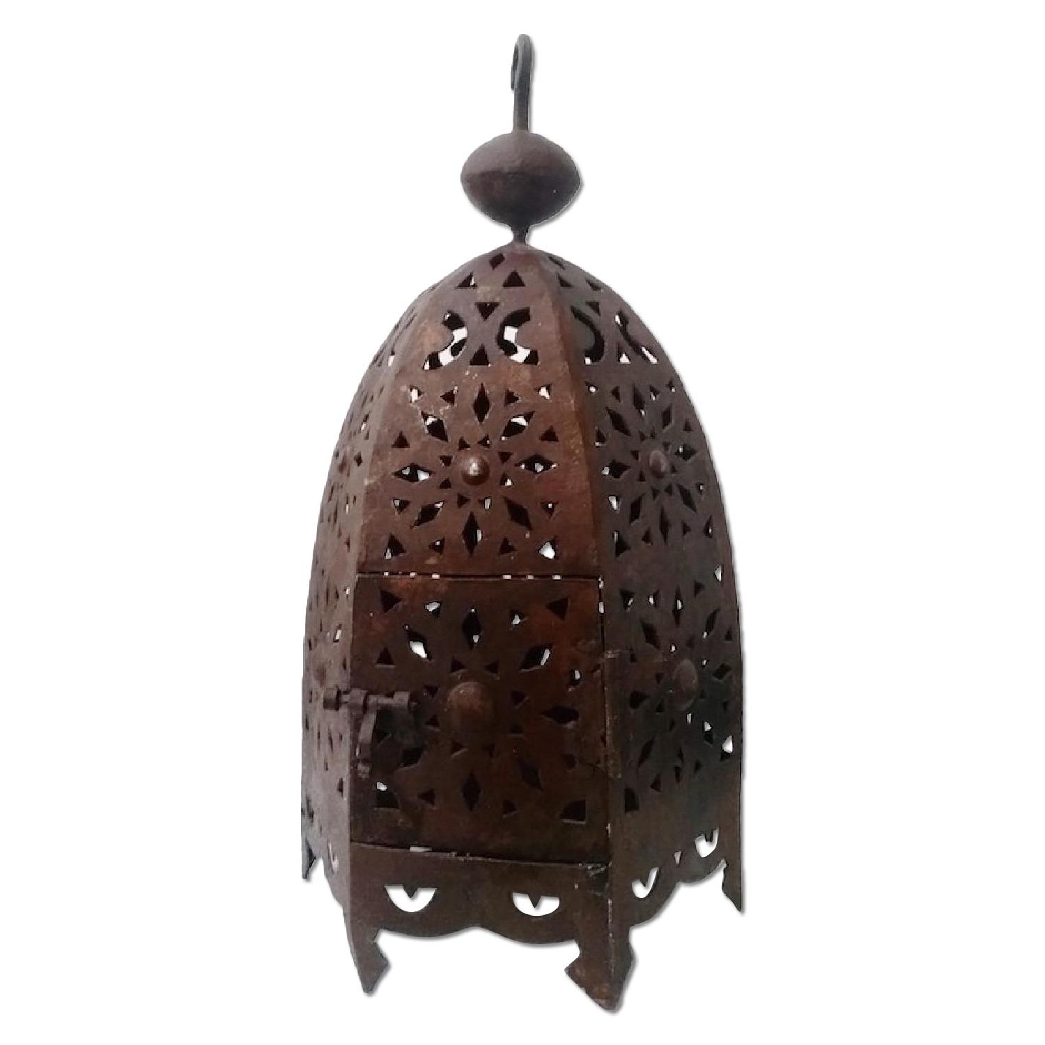 Vintage Rustic Cone-Shaped Moroccan Lantern - image-0