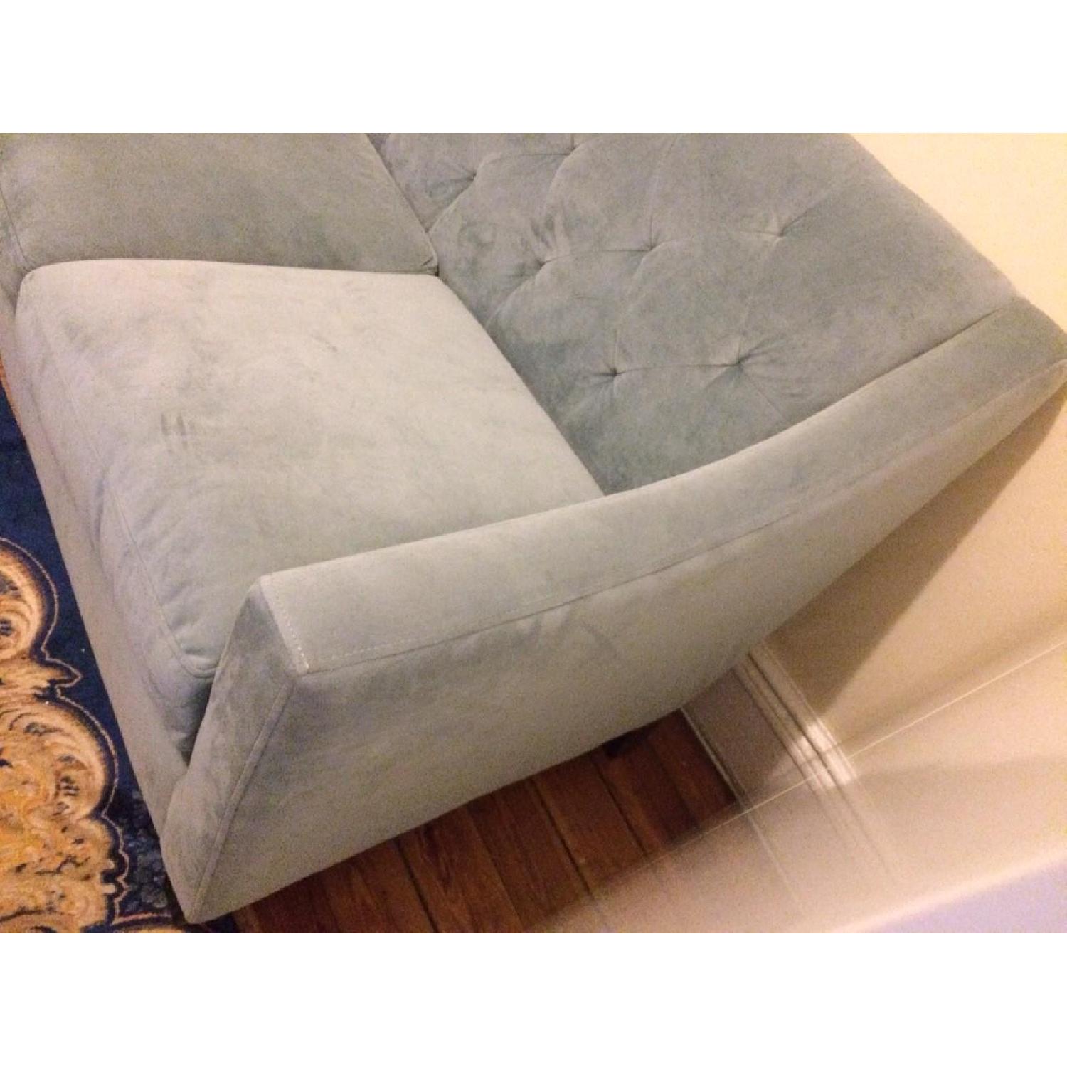 Macy's Blue Velvet Tufted Sofa - image-2