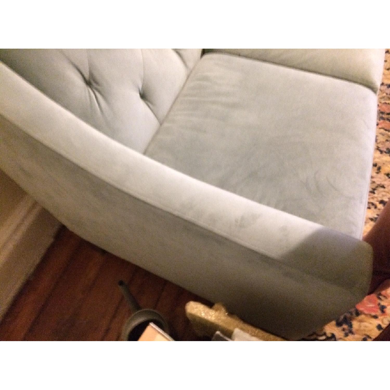 Macy's Blue Velvet Tufted Sofa - image-3