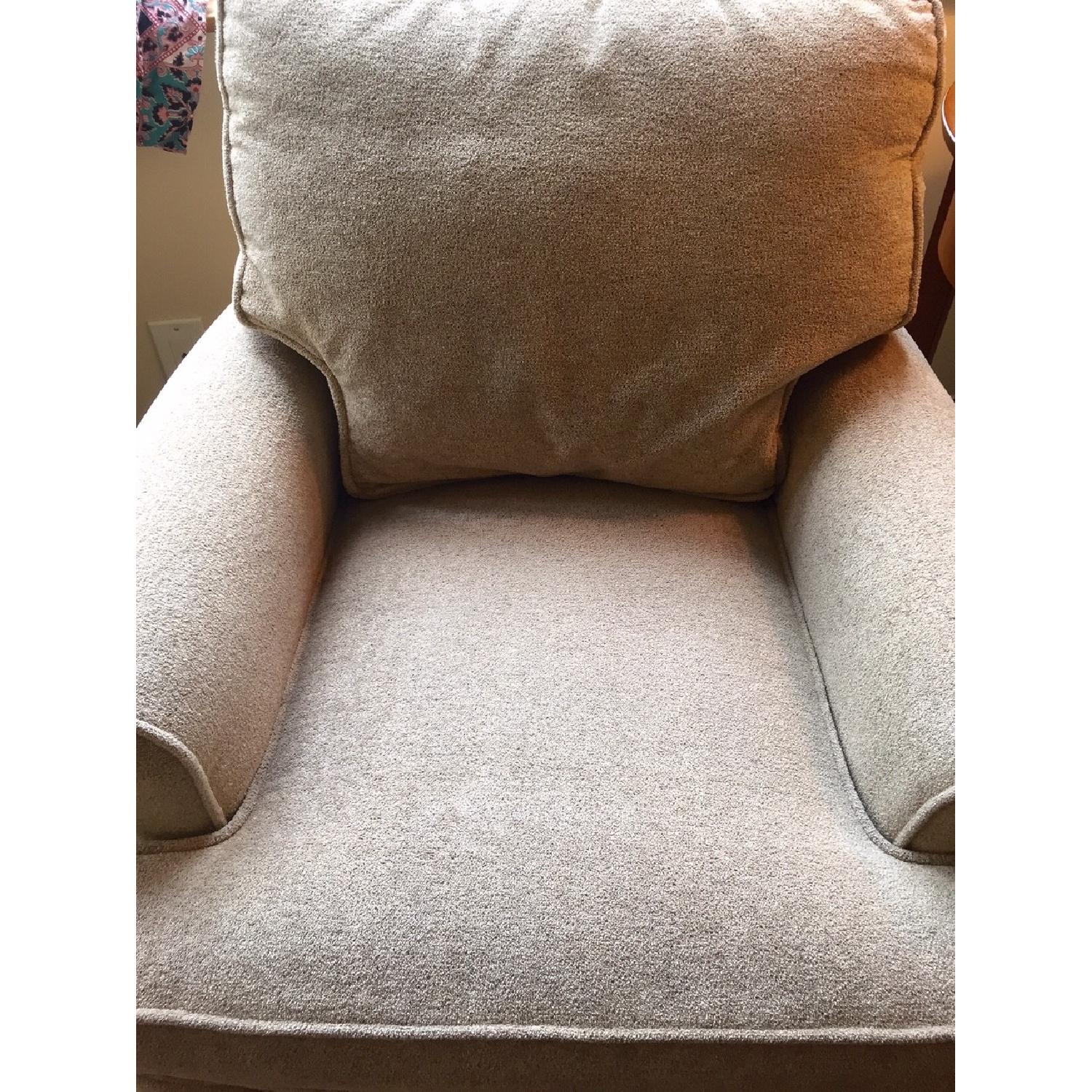 Crate & Barrel Swivel Arm Chair & 2 Ottomans - image-2