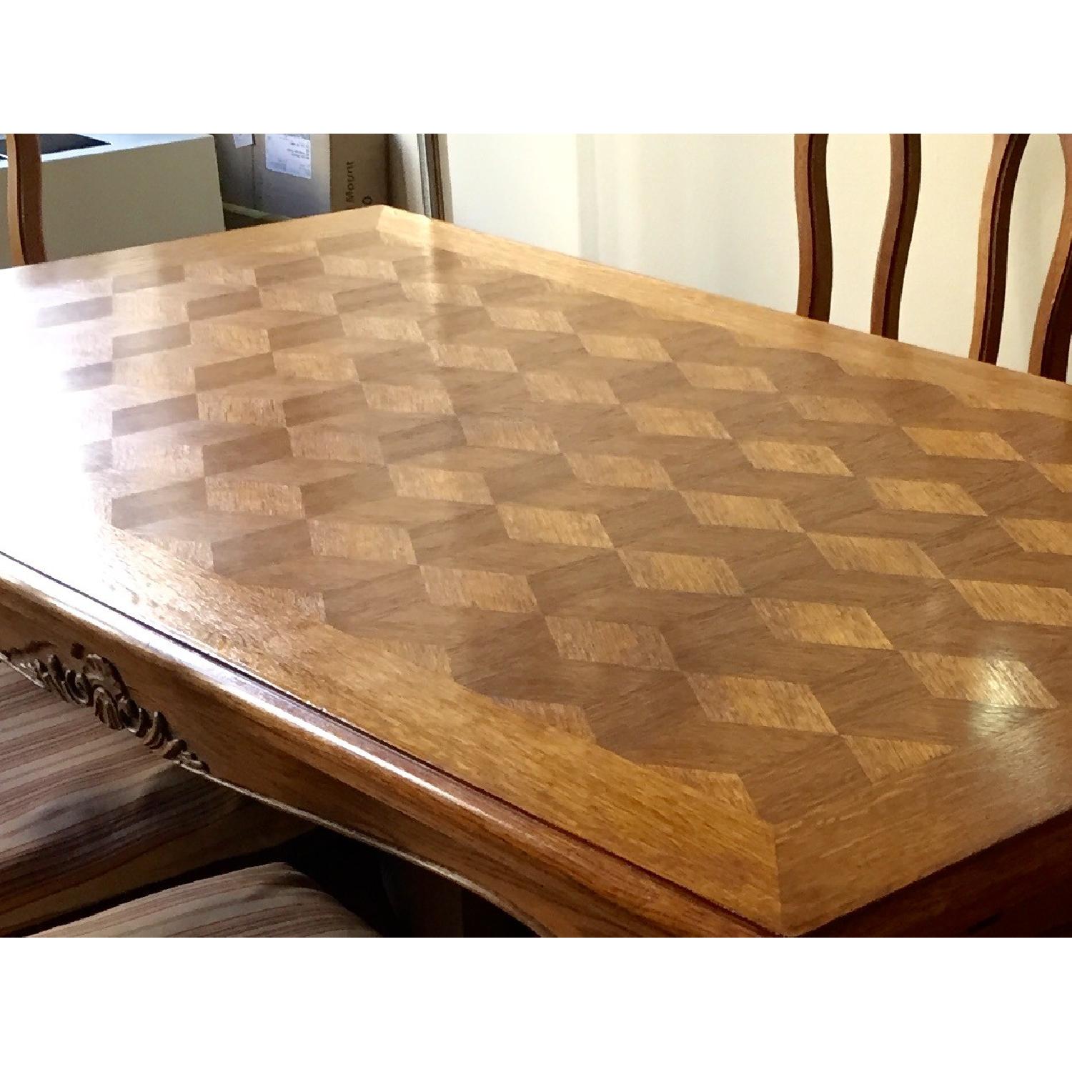 French Antique Expanding Dining Table w/ 6 Chairs AptDeco