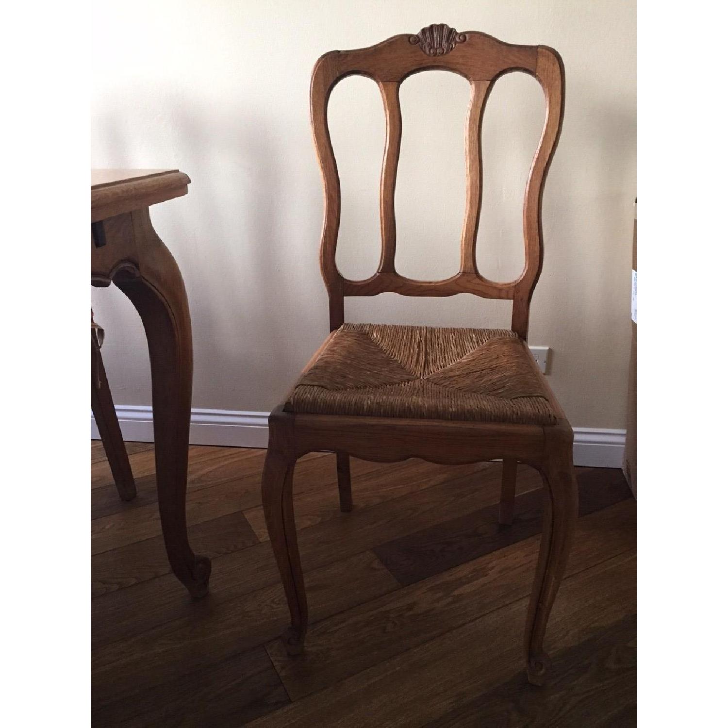 French Antique Expanding Dining Table w/ 6 Chairs AptDeco