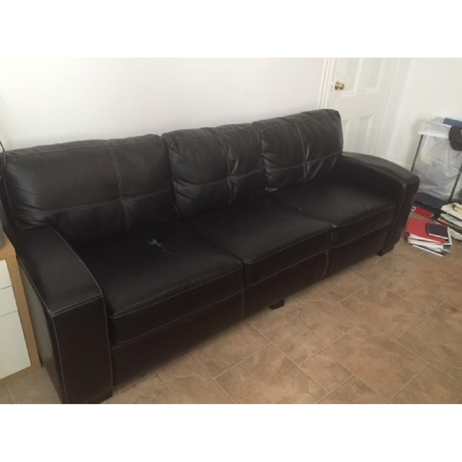 Black Faux Leather Sofa - image-3
