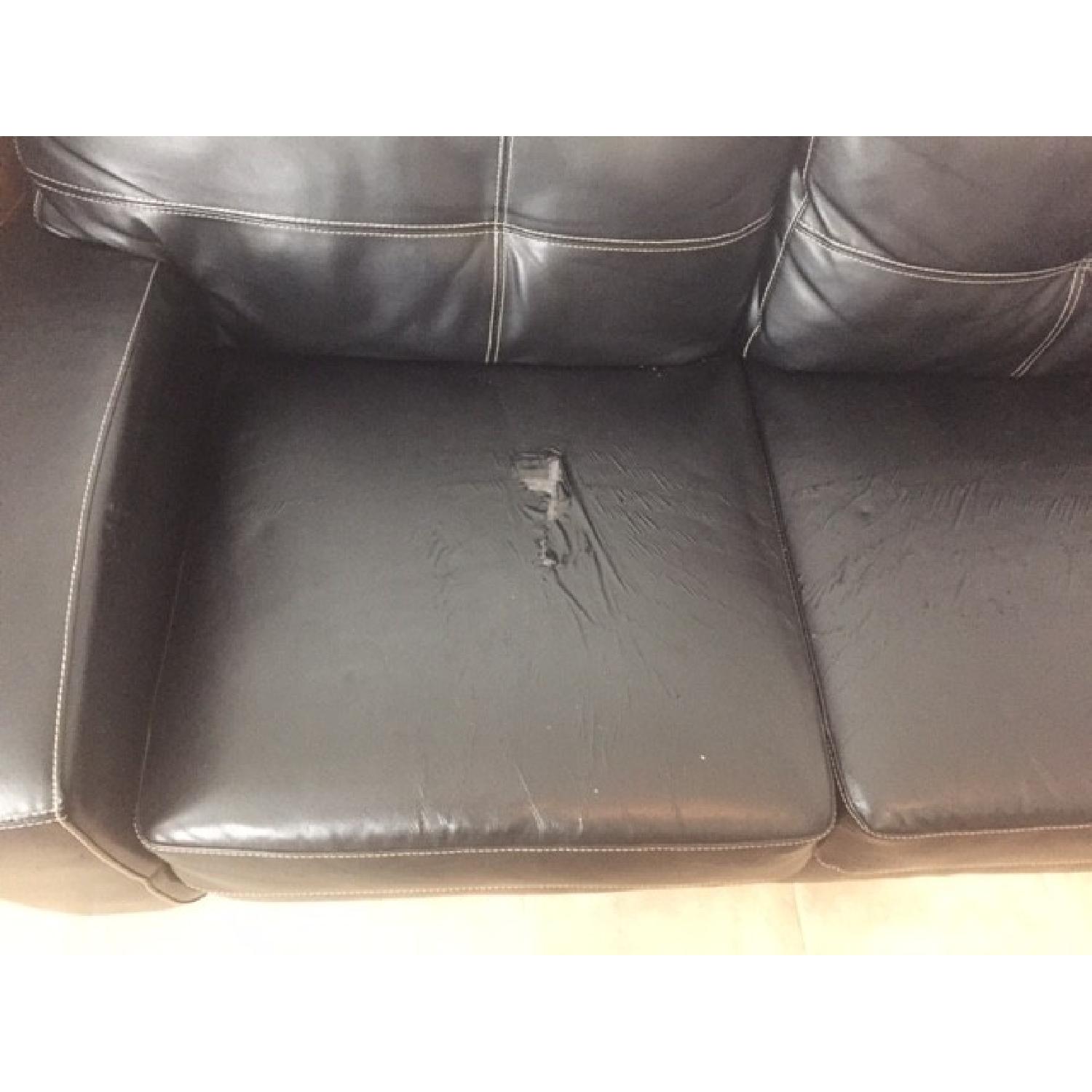 Black Faux Leather Sofa - image-4