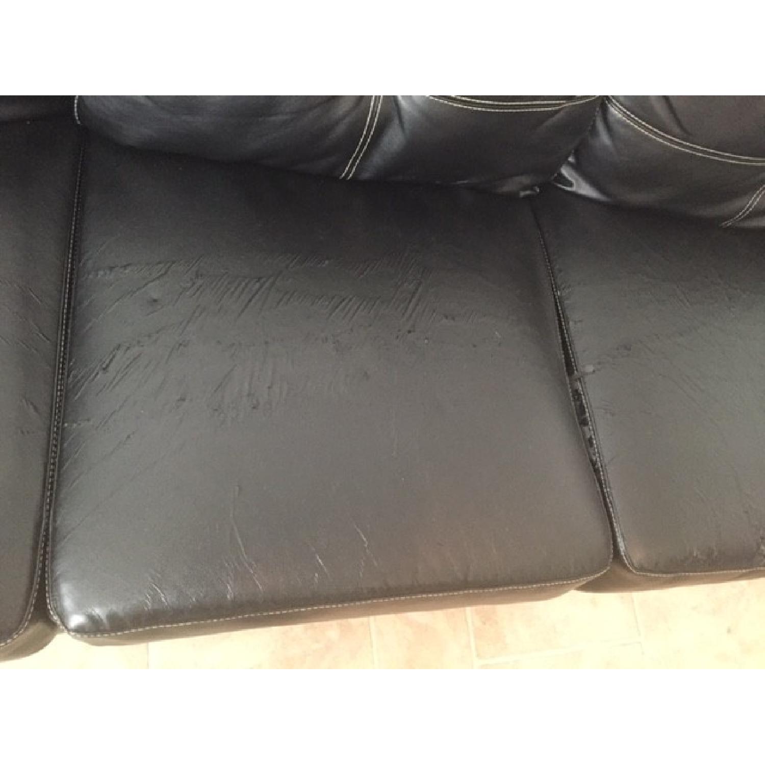 Black Faux Leather Sofa - image-5