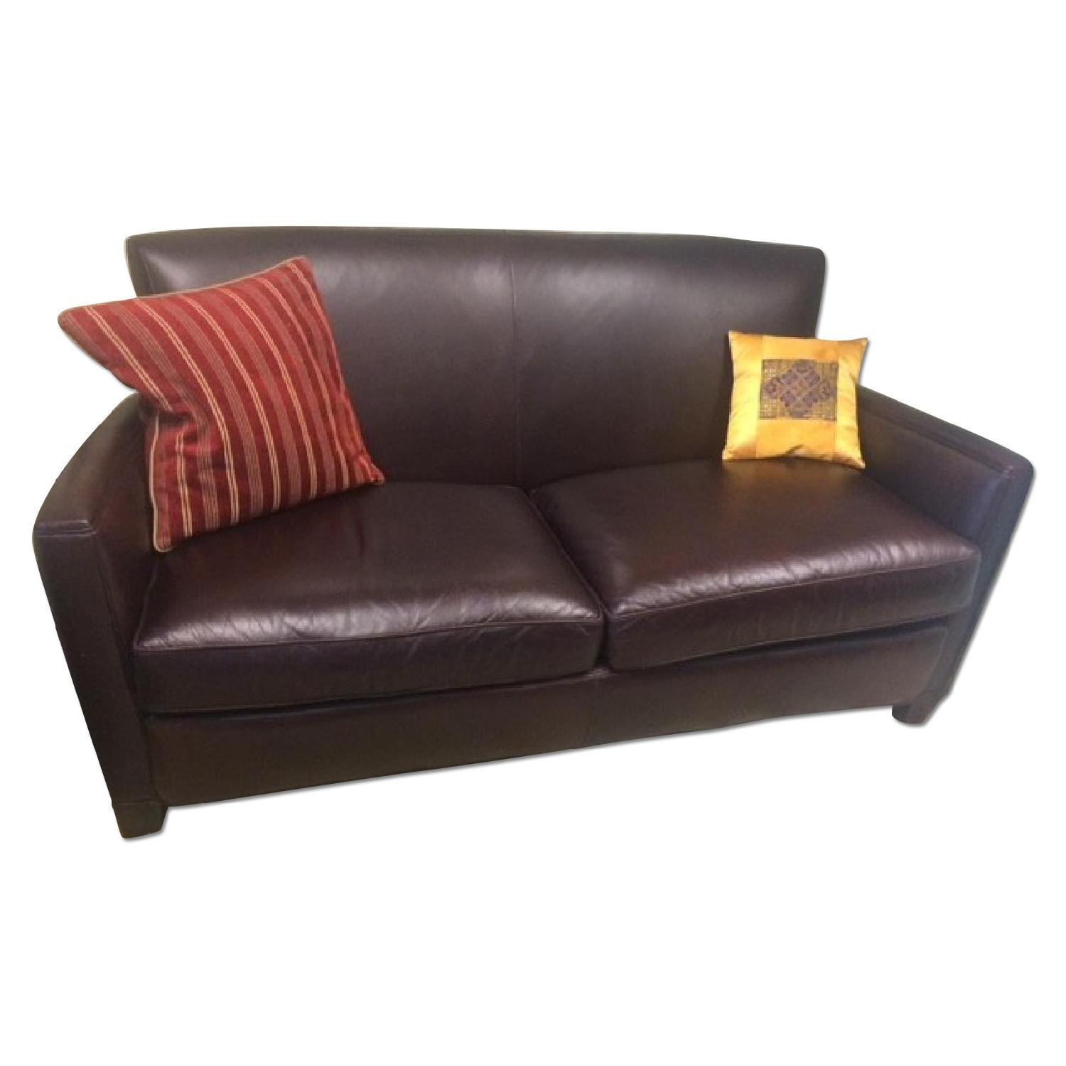 Crate & Barrel Huntley Woods Leather Sofa AptDeco