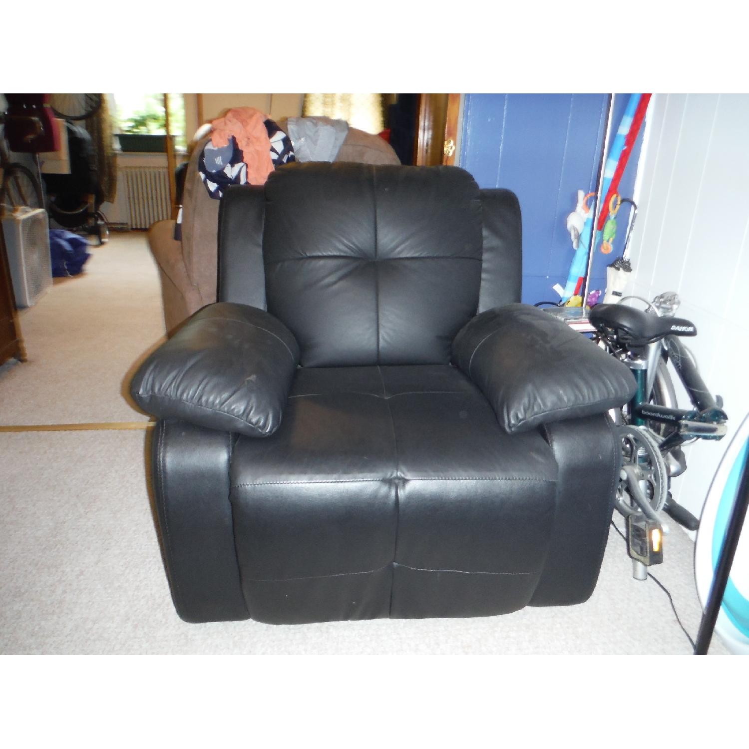Abbyson Living Black Leather Reclining Armchair - image-1