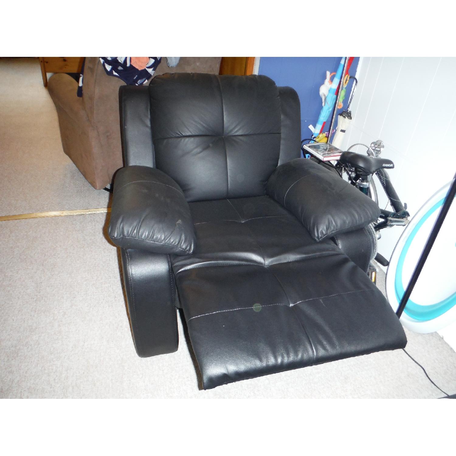 Abbyson Living Black Leather Reclining Armchair - image-2