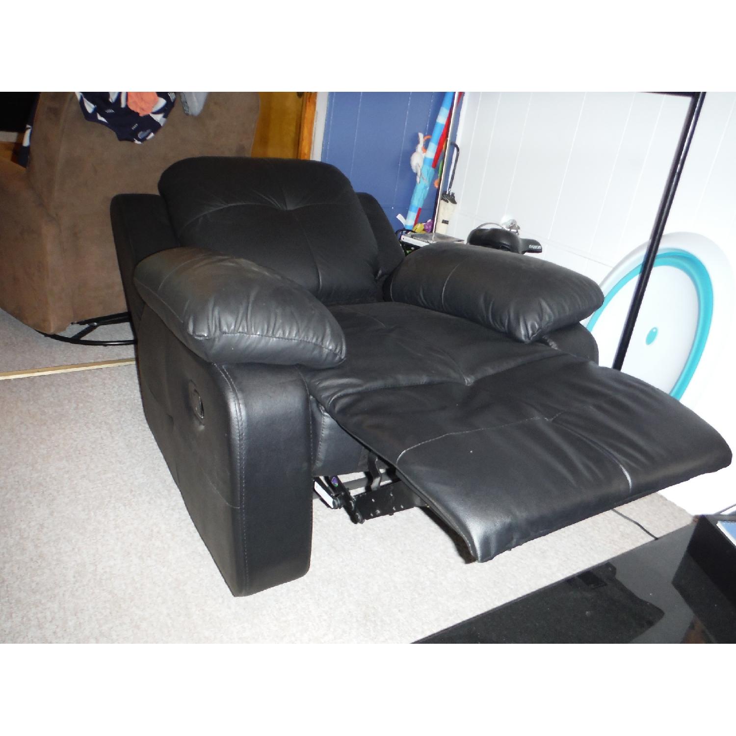 Abbyson Living Black Leather Reclining Armchair - image-3