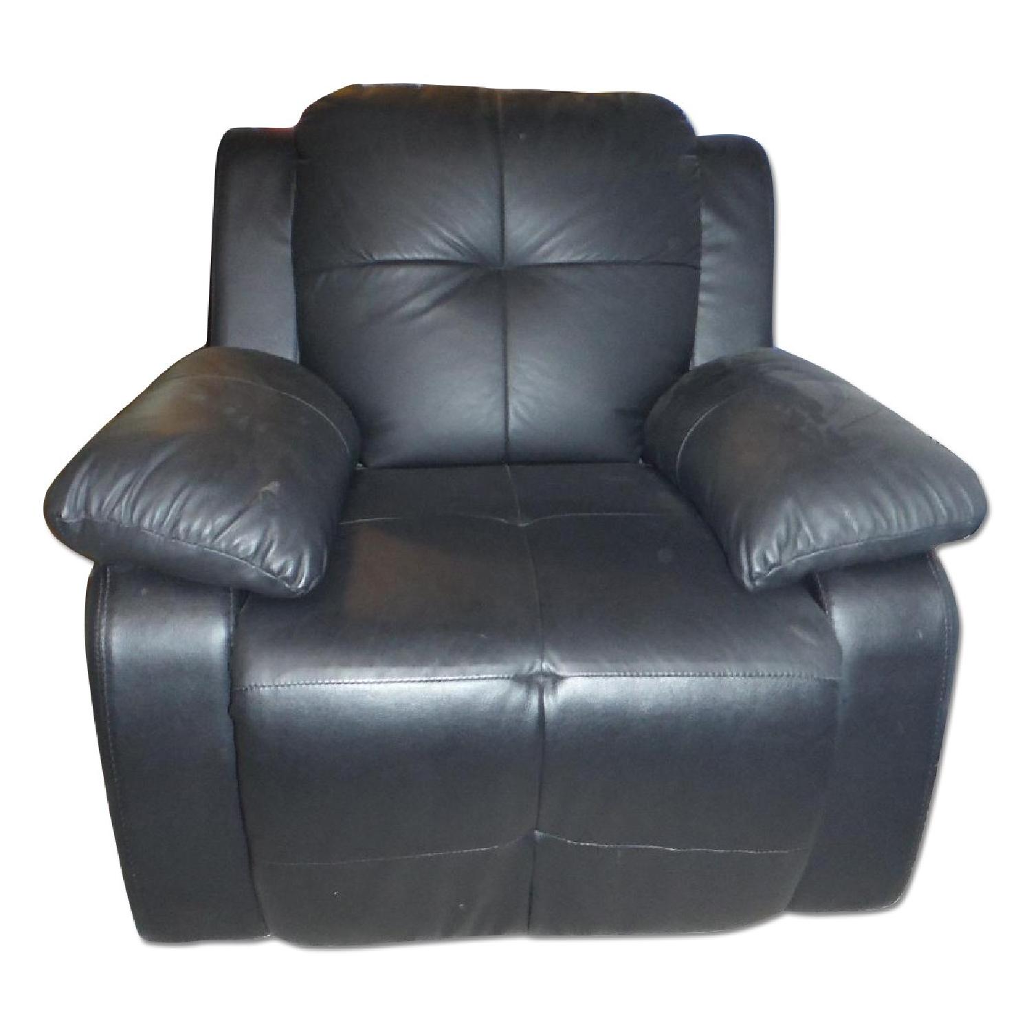 Abbyson Living Black Leather Reclining Armchair - image-0