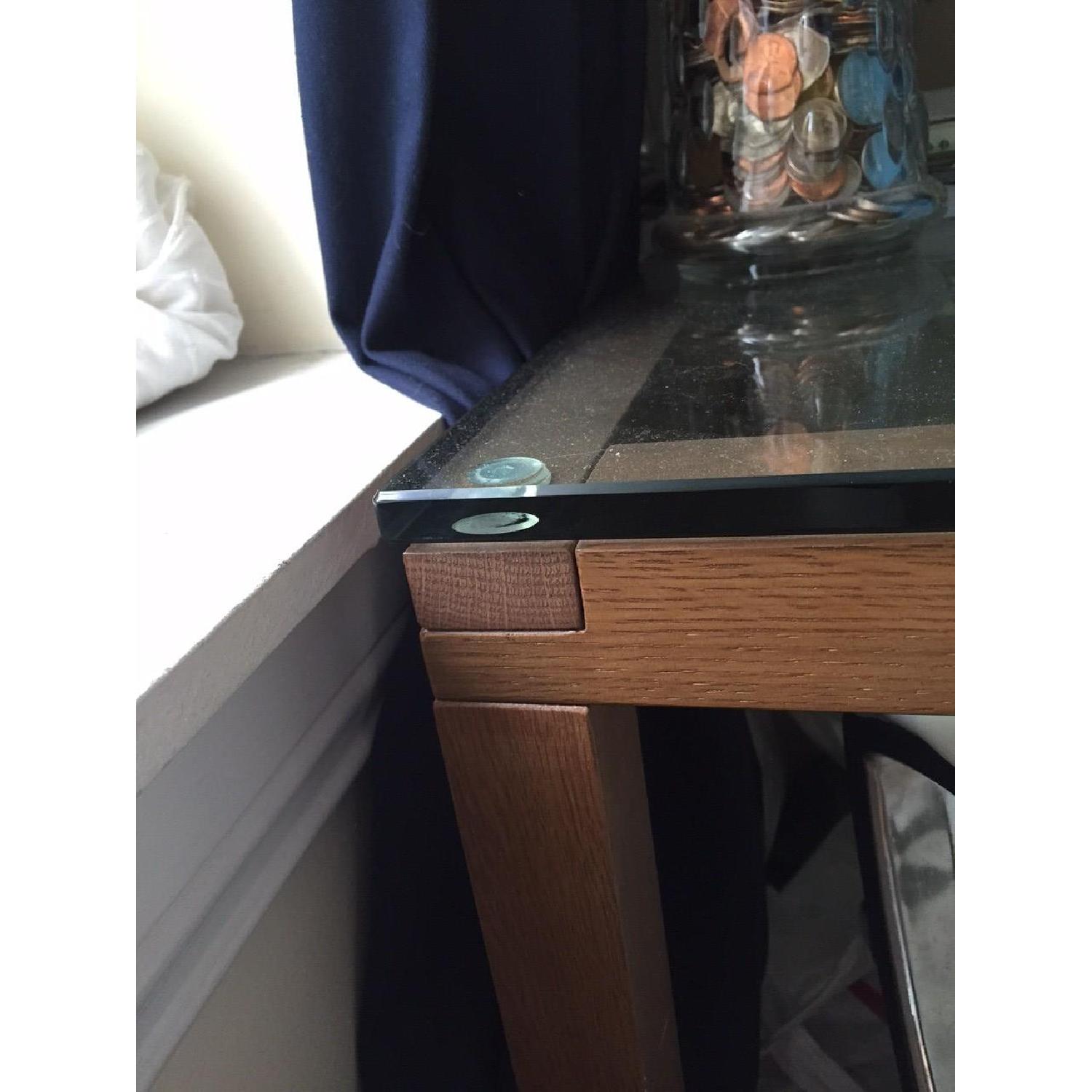 Crate & Barrel Anderson Desk w/ White Faux Leather Desk Chair AptDeco