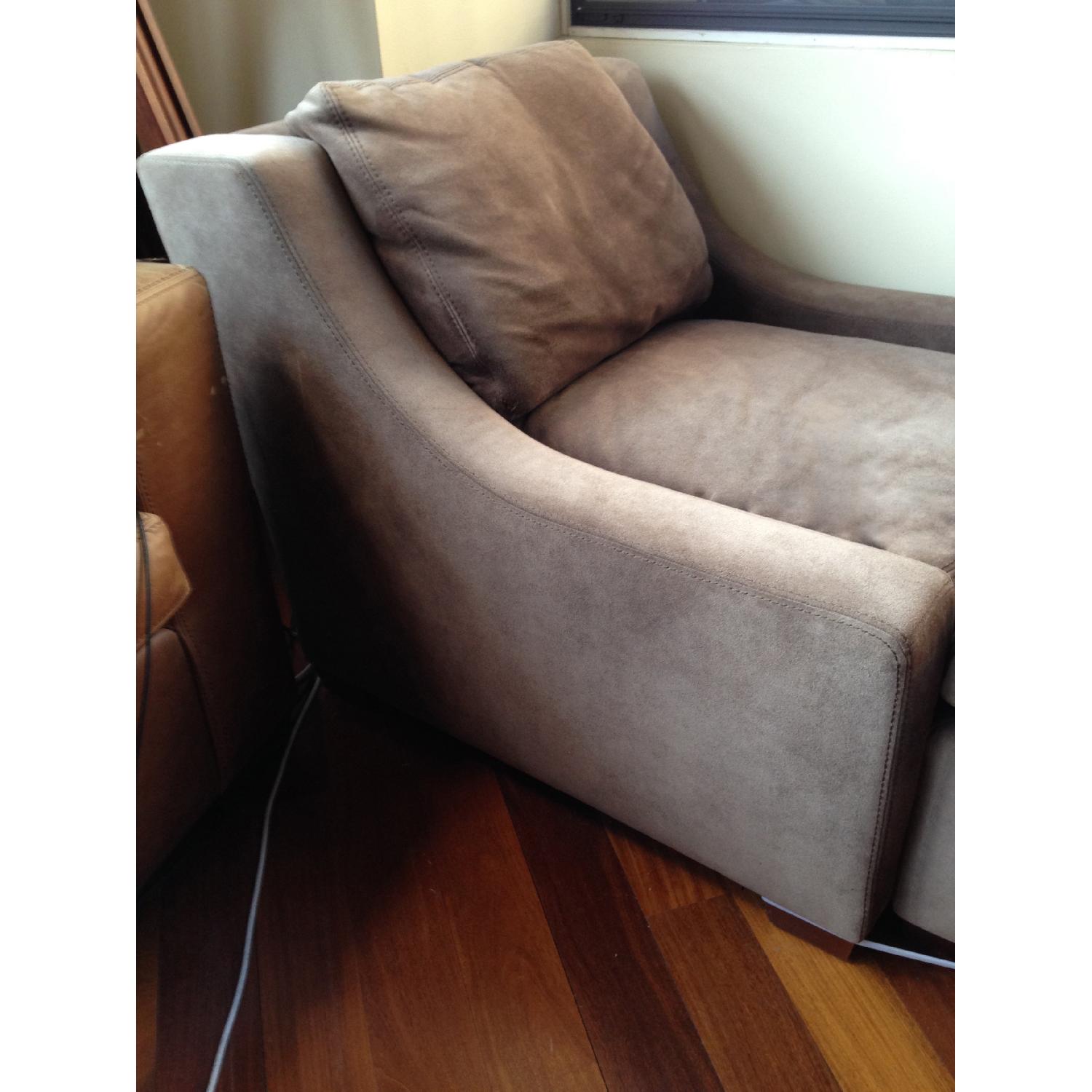 Ralph Lauren Suede Chaise Lounge w/ Matching Ottoman - image-1