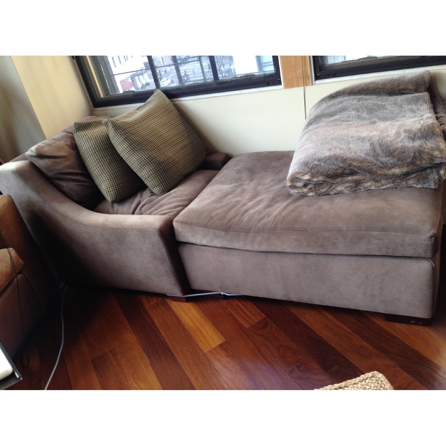 Ralph Lauren Suede Chaise Lounge w/ Matching Ottoman - image-2