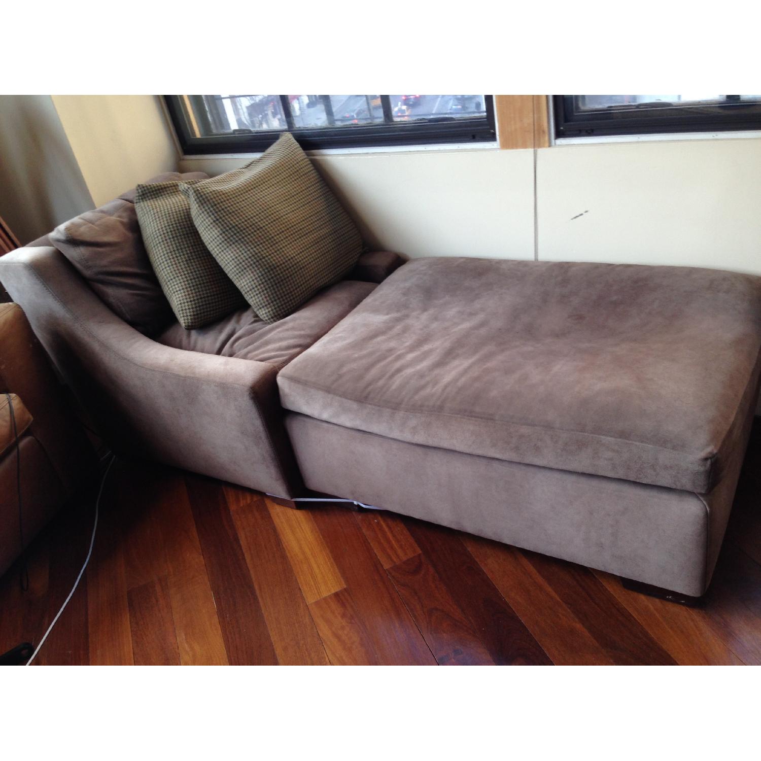 Ralph Lauren Suede Chaise Lounge w/ Matching Ottoman - image-3