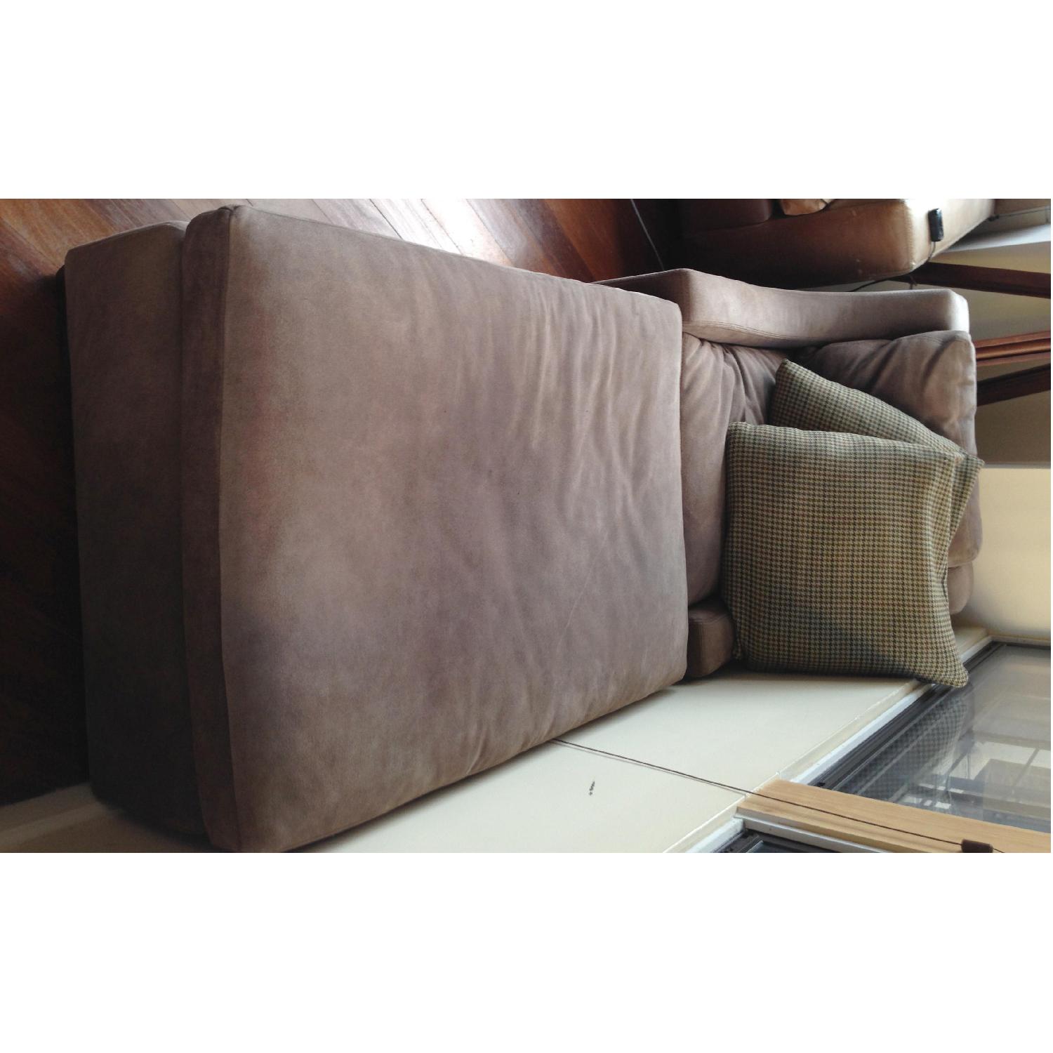 Ralph Lauren Suede Chaise Lounge w/ Matching Ottoman - image-4