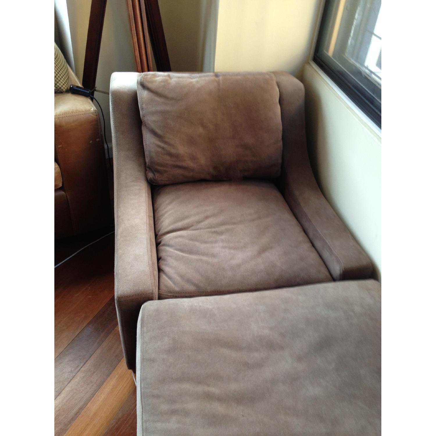 Ralph Lauren Suede Chaise Lounge w/ Matching Ottoman - image-5