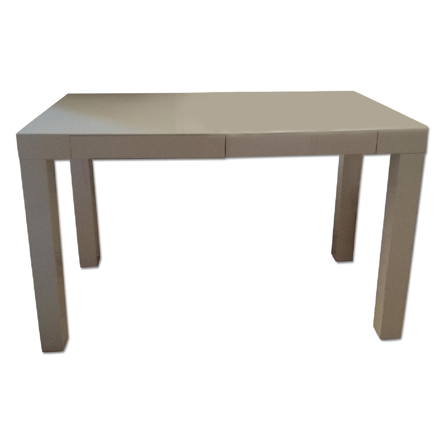 West Elm Parson White Lacquer Desk w/ Drawers - image-0