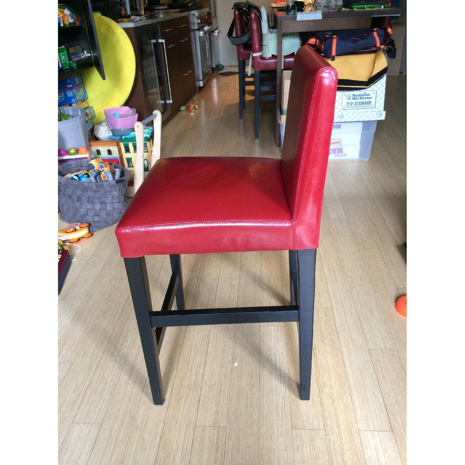 Crate & Barrel Red Leather Dining Chairs Set of 6 AptDeco