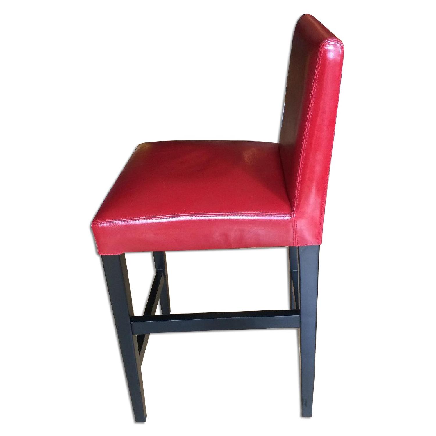 Crate & Barrel Red Leather Dining Chairs Set of 6 AptDeco