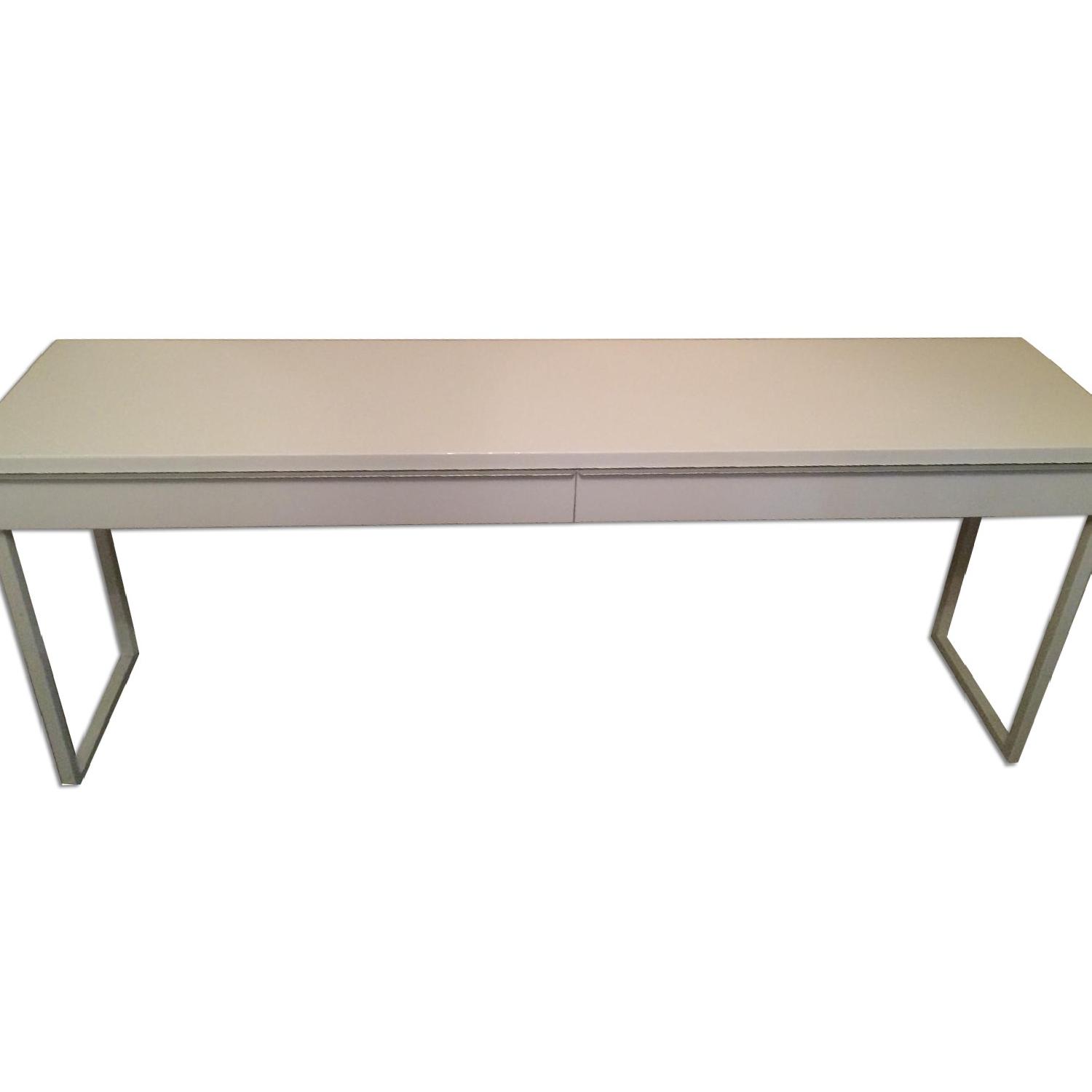 Ikea White High Gloss Desk/Console Table AptDeco