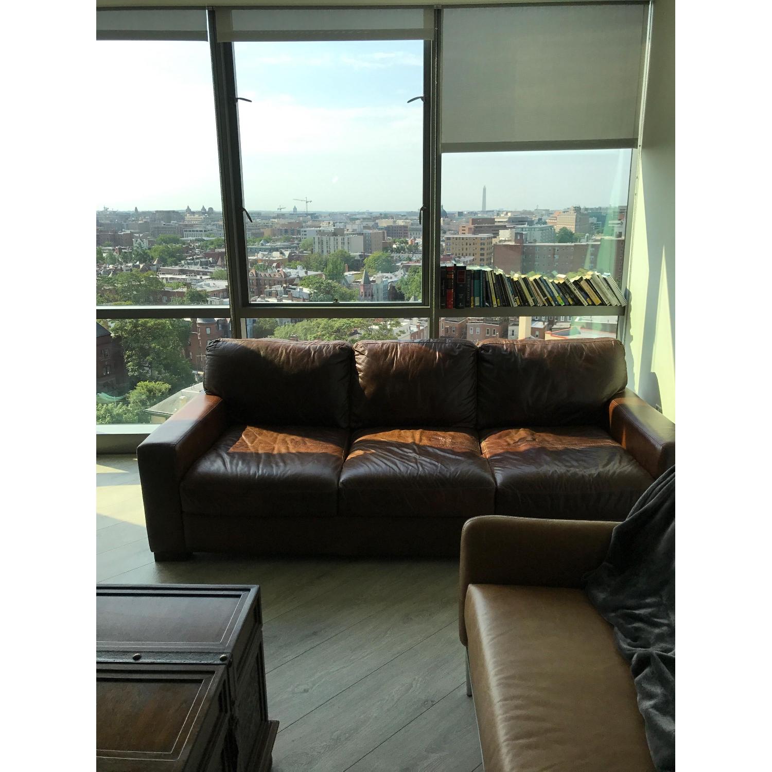 Rooms To Go Vicario Brown Leather Sofa Aptdeco