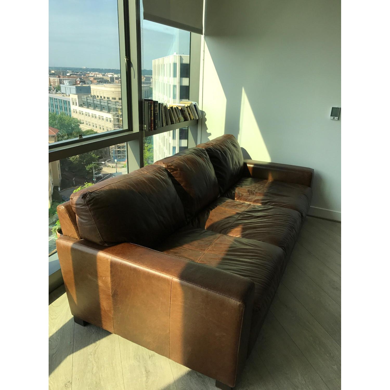 Rooms To Go Vicario Brown Leather Sofa Aptdeco