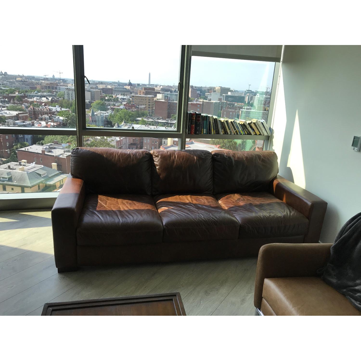 Rooms To Go Vicario Brown Leather Sofa Aptdeco
