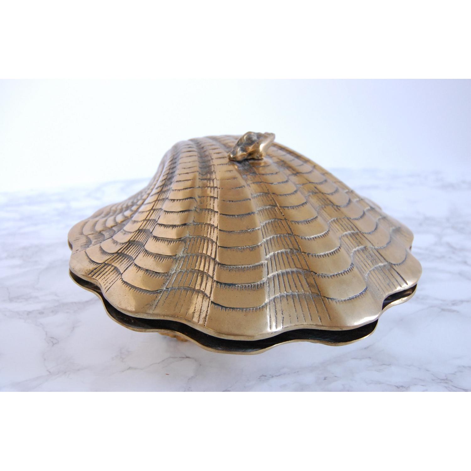 Large Hinged Brass Clam Shell - image-1