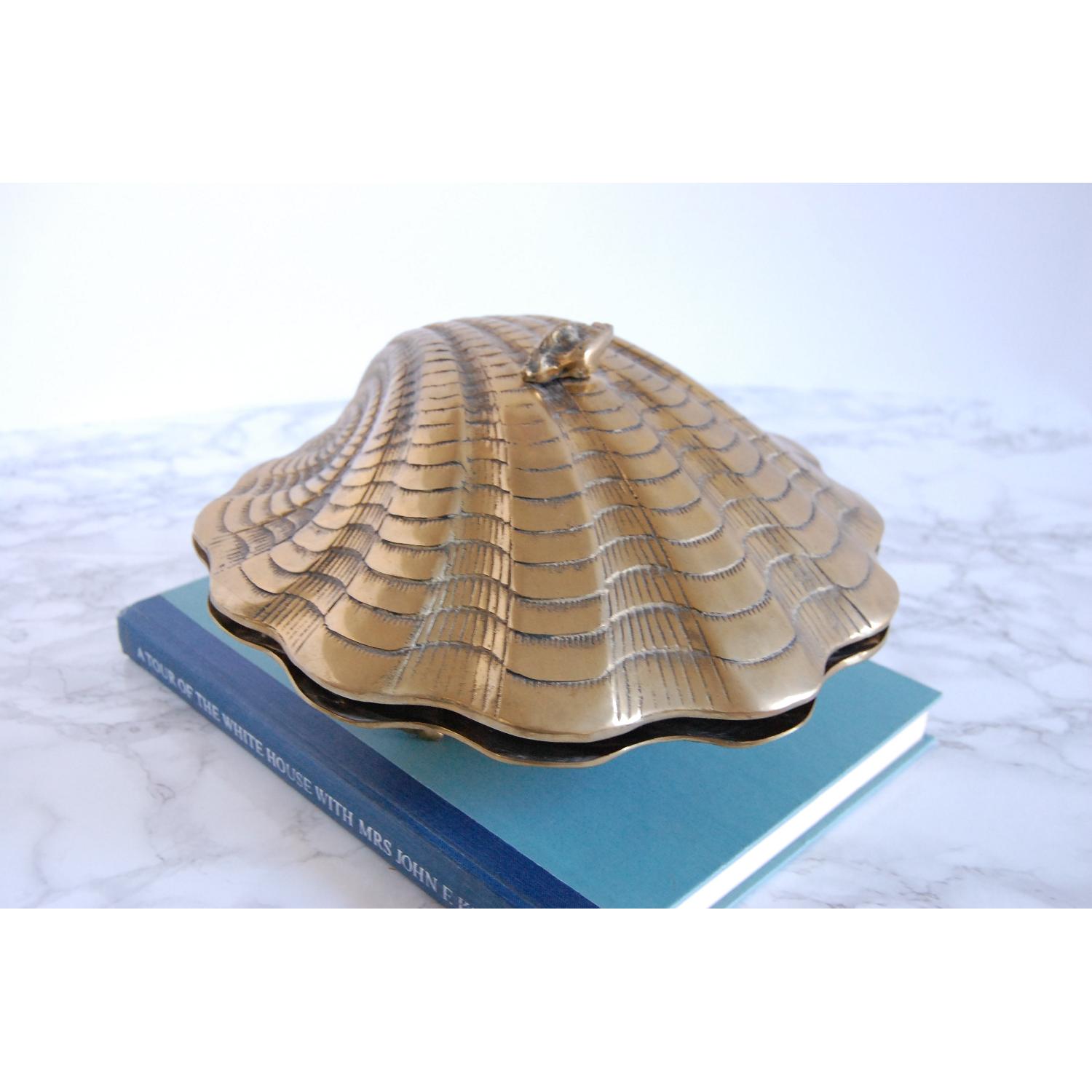 Large Hinged Brass Clam Shell - image-6