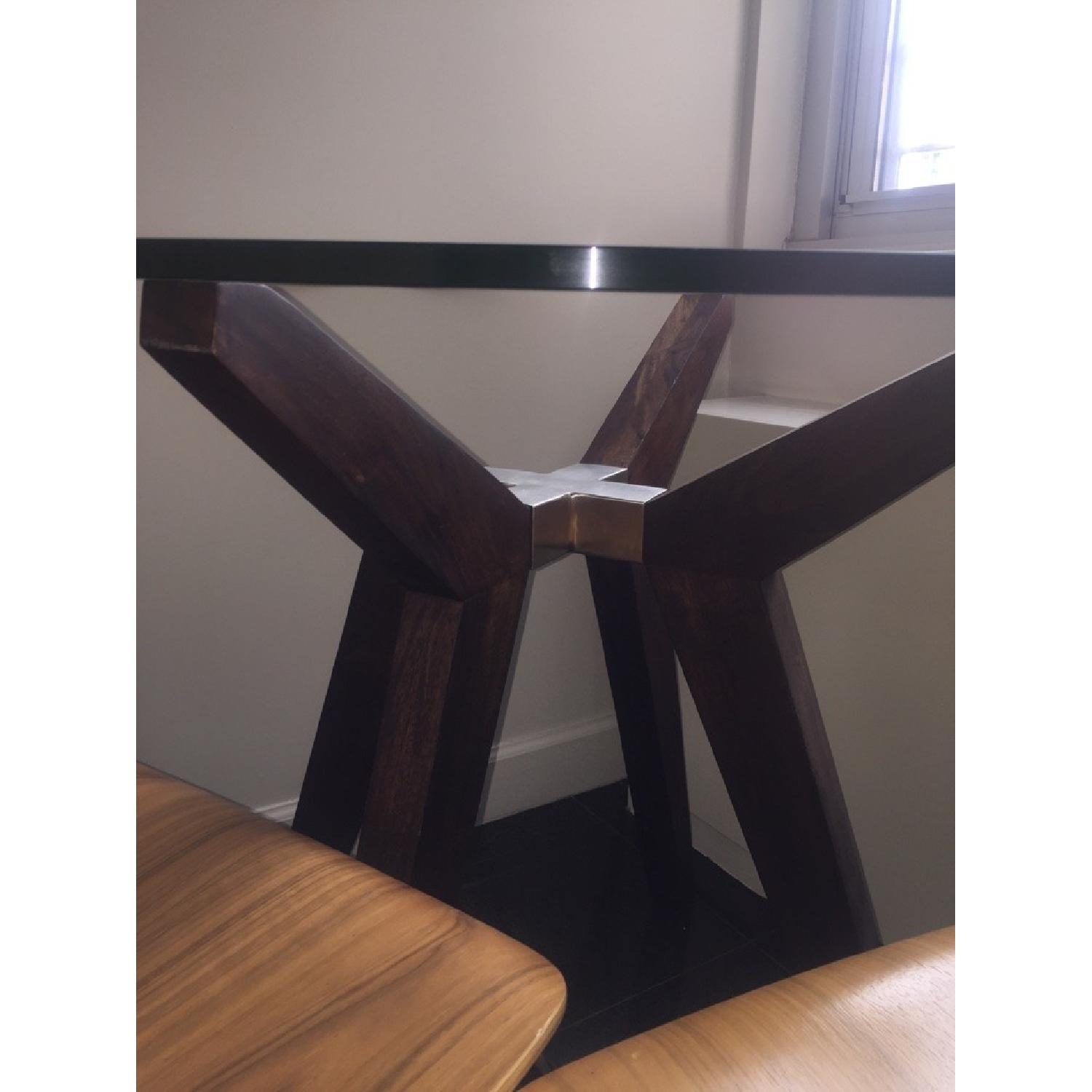 Crate & Barrel Strut Round Dining Table w/ 2 Felix Dining Ch - image-2