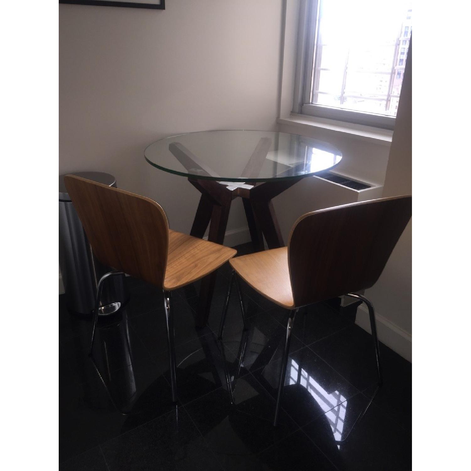 Crate & Barrel Strut Round Dining Table w/ 2 Felix Dining Ch - image-4