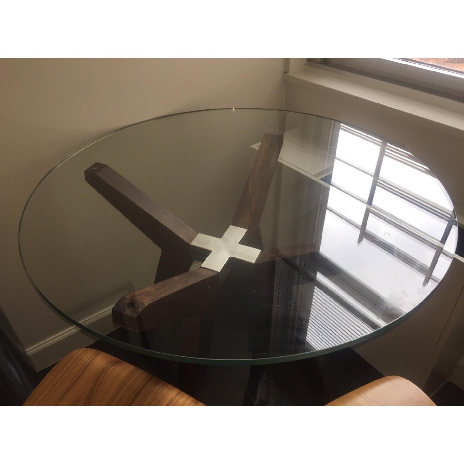 Crate & Barrel Strut Round Dining Table w/ 2 Felix Dining Ch - image-5